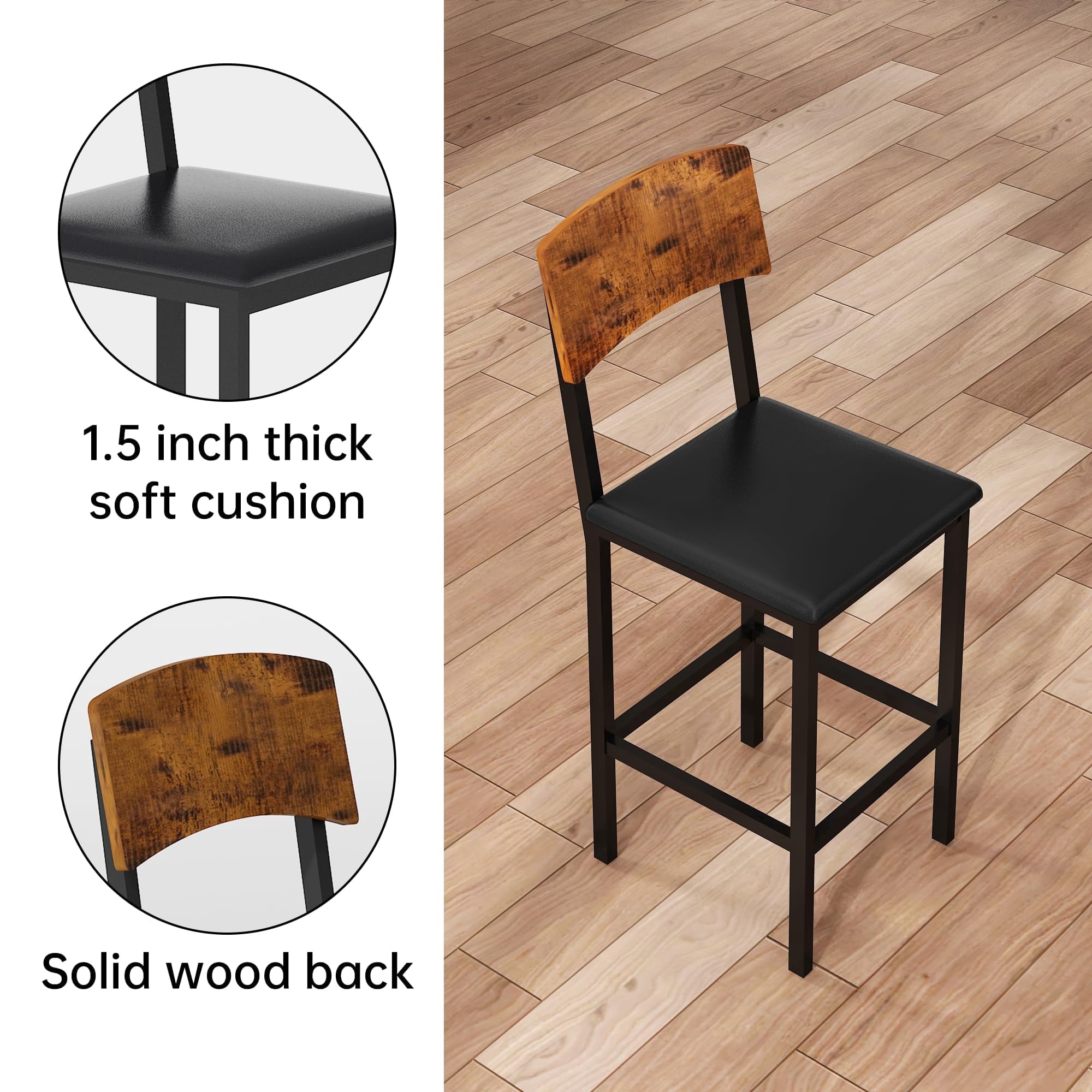 MIERES 5 Piece Dining Table Set High Top Dining Table Set for 4 Counter Height Small Kitchen Table With 4 Velvet Upholstered Chairs, Wood Small Dining Set for Bar Dining Room Breakfast