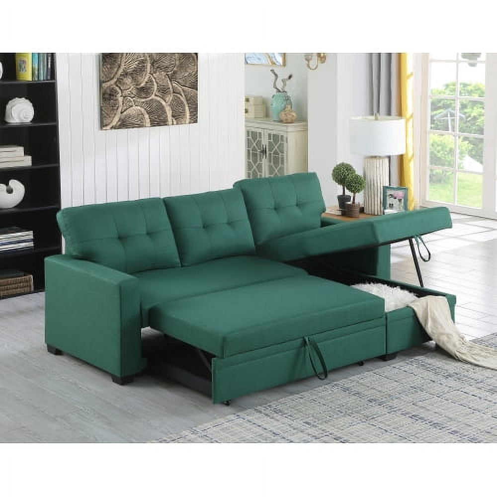 BSHTI L-Shaped Pull-Out Sleeper Sofa Bed with Storage Chaise, 3-Seater Convertible Corduroy Sectional Couch, Solid Wood & Iron Frame, Black