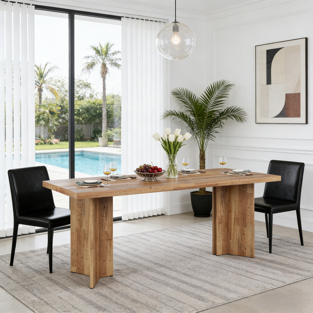 Fnova 63 Rectangular Modern Dining Table, Wooden Modern Kitchen Table for 6 People for Dining Room, Warm Brown (Chairs Not Included)