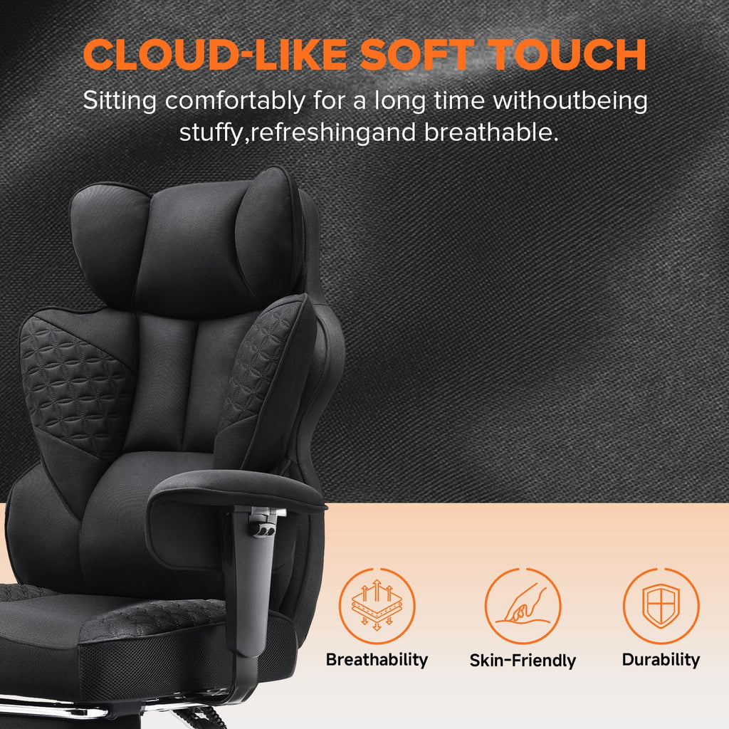 CloudRest Pro 400lbs Executive heavy duty office chair, High Back Ergonomic Computer Desk Chairwith Lumbar Back Support, Black