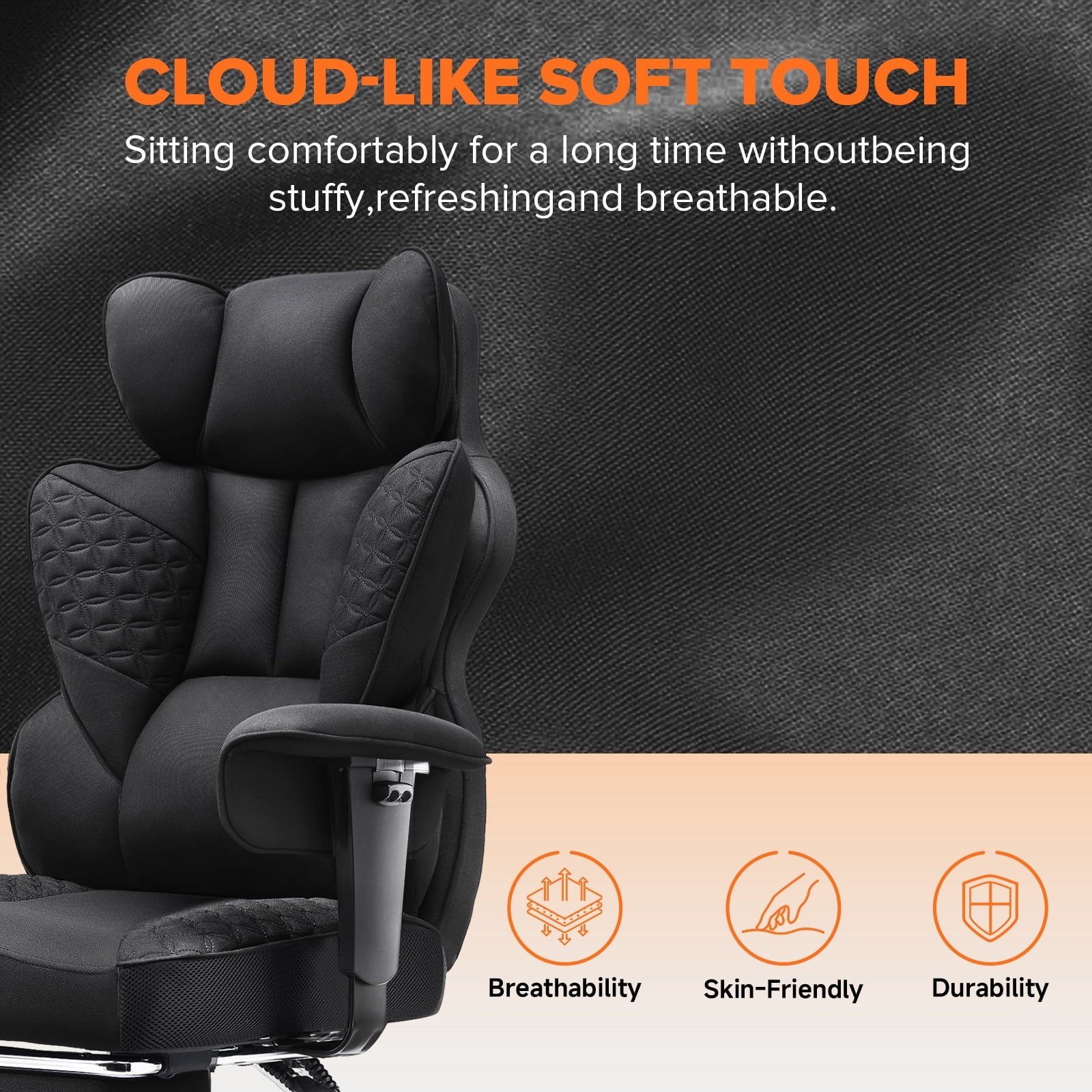 CloudRest Pro 400lbs Executive heavy duty office chair, High Back Ergonomic Computer Desk Chairwith Lumbar Back Support, Black