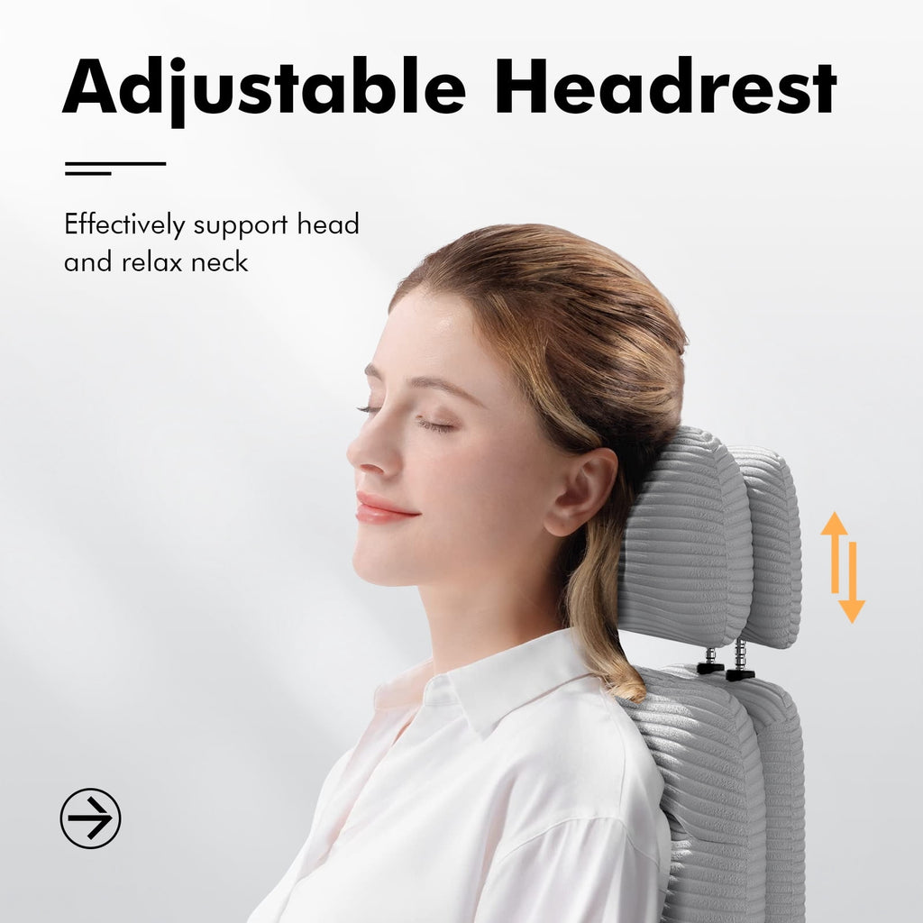 Ninecer Ergonomic Office Chair with Footrest, Big and Tall Computer Desk Chair for Adults, Adjustable Swivel Chair with Headrest Lumbar Support, White