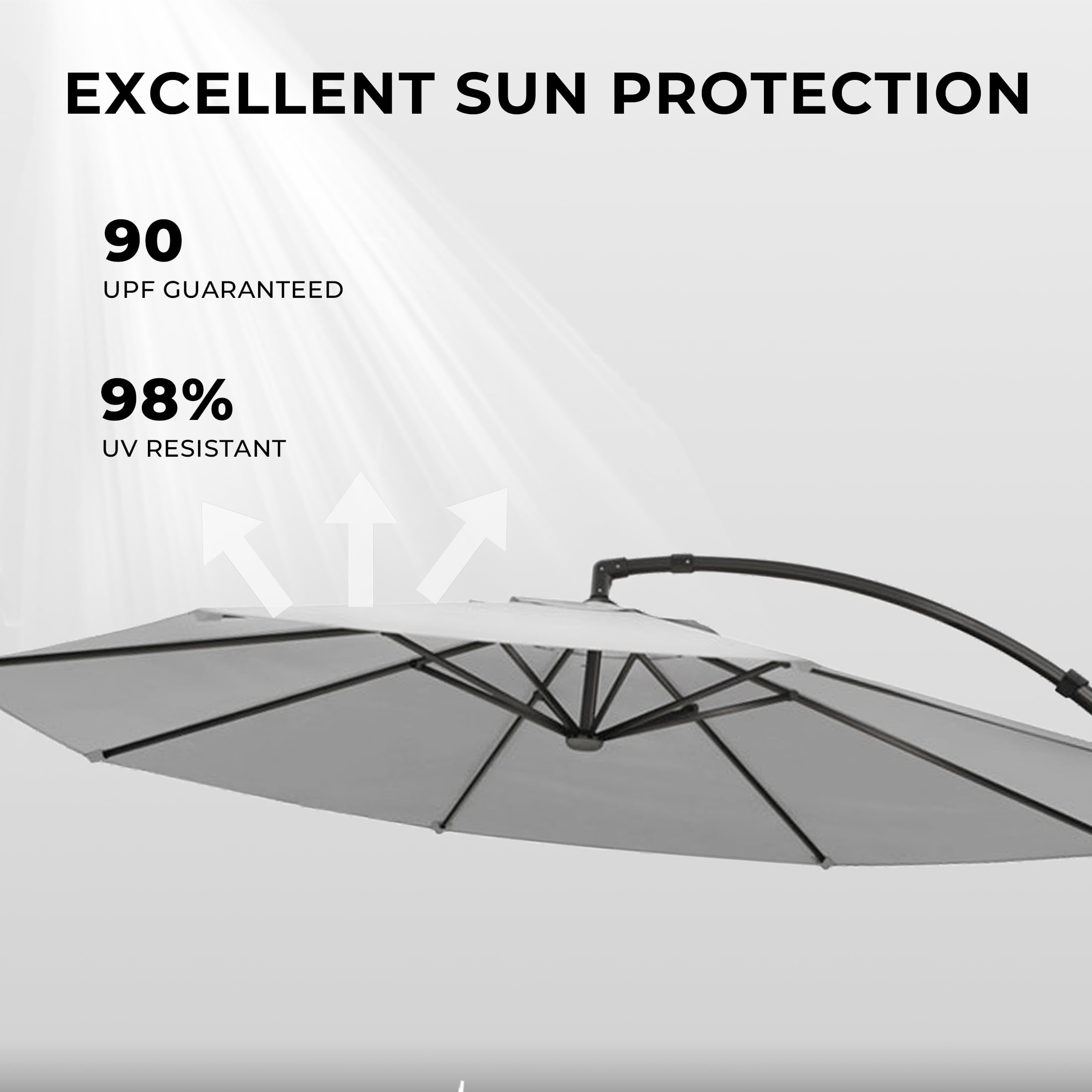 GRANDPATIO 12 Ft Outdoor Umbrella with Base, Large Aluminum Cantilever Offset Umbrella for Patio Pool, Black & White