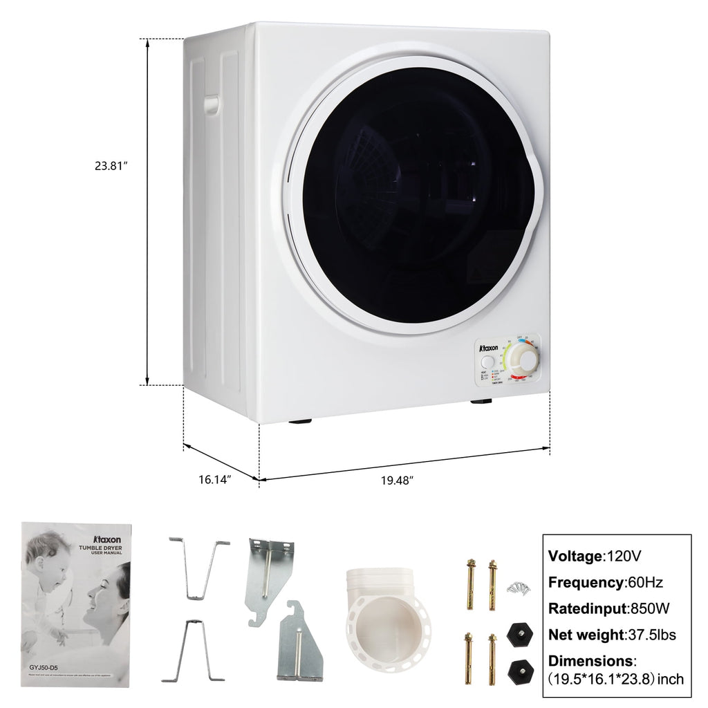 Ktaxon 1.6 cu. ft. Compact Electric Dryer With LCD Touch Panel & Stainless Steel Tub for Home, Apartment, Dorm,White