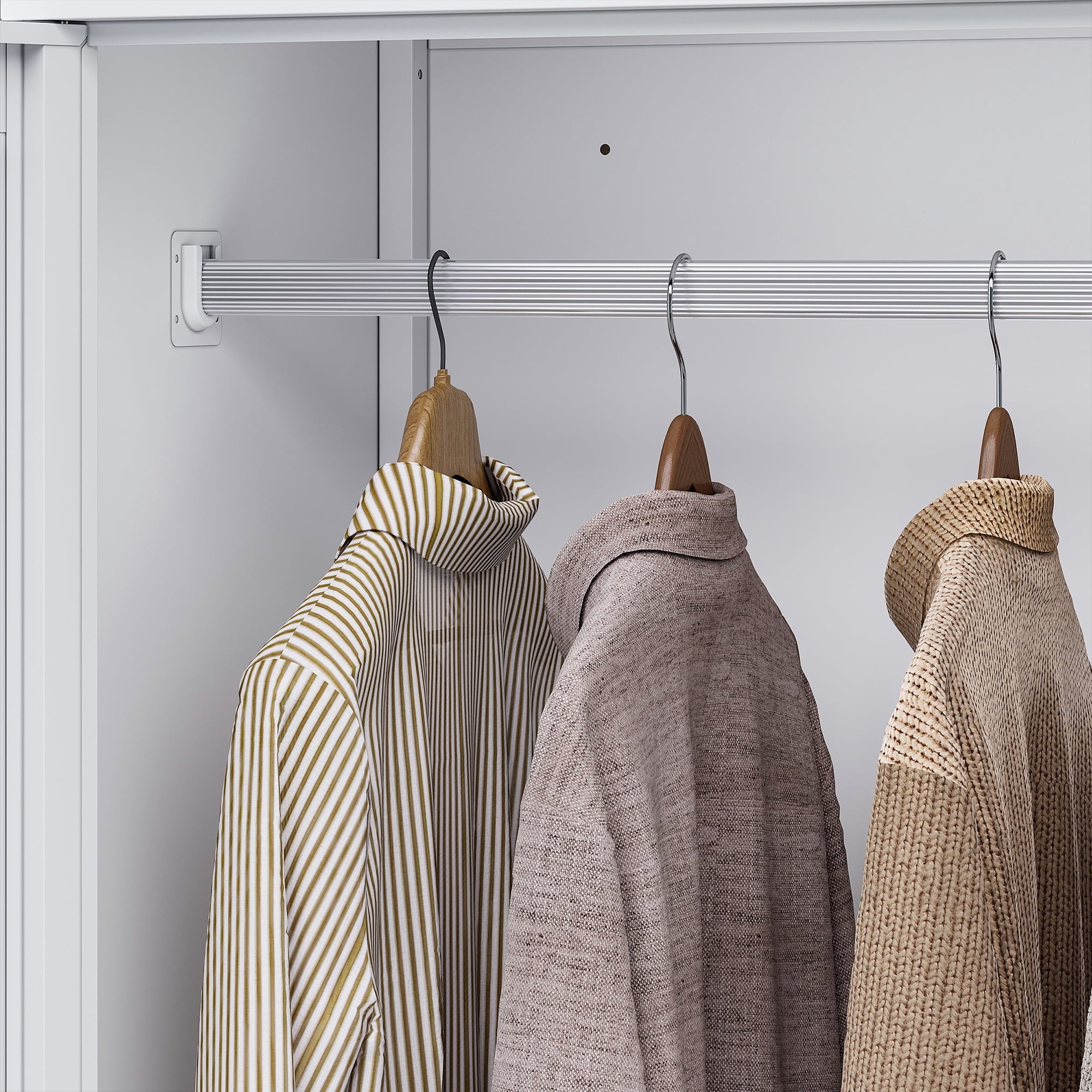 STANI Metal Wardrobe Closet with Hanging Rod, 72 White Armoire Wardrobe Cabinet with Adjustable Shelves, Clothes Storage Organizer Cabinets for Bedroom, Bathroom, Office