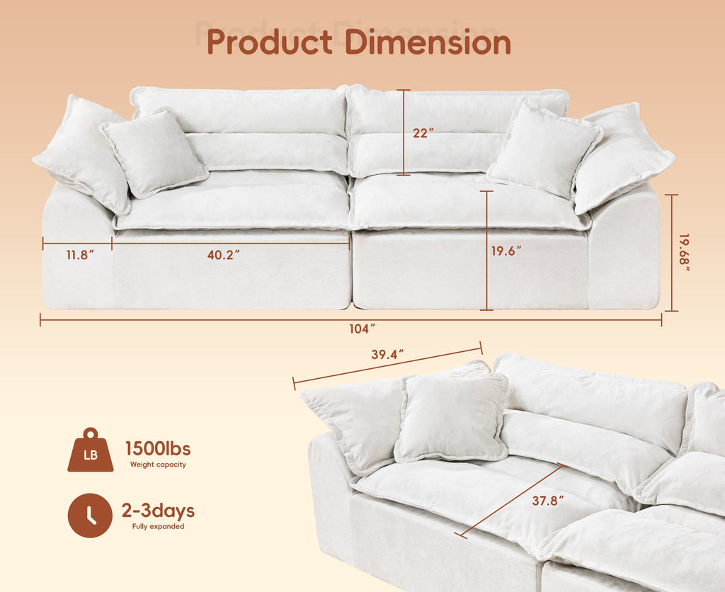2-Seater Modular Sectional Sofa, Comfy Loveseat with Throw, Deep Seat Memory Foam Small Couches for Small Space, Living Room Apartment, Dark Grey