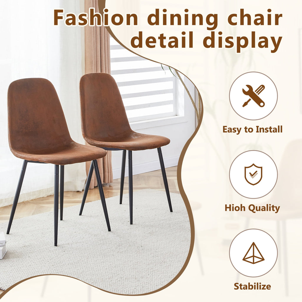 JUFU 55 Dining Table Set for 4, Modern Table and Chairs Set of 4, 5 Piece Dining Table Set Include Wooden Kitchen Table and 4 Faux Leather Chairs Ideal for Kitchen Dining Room Easy to Assemble