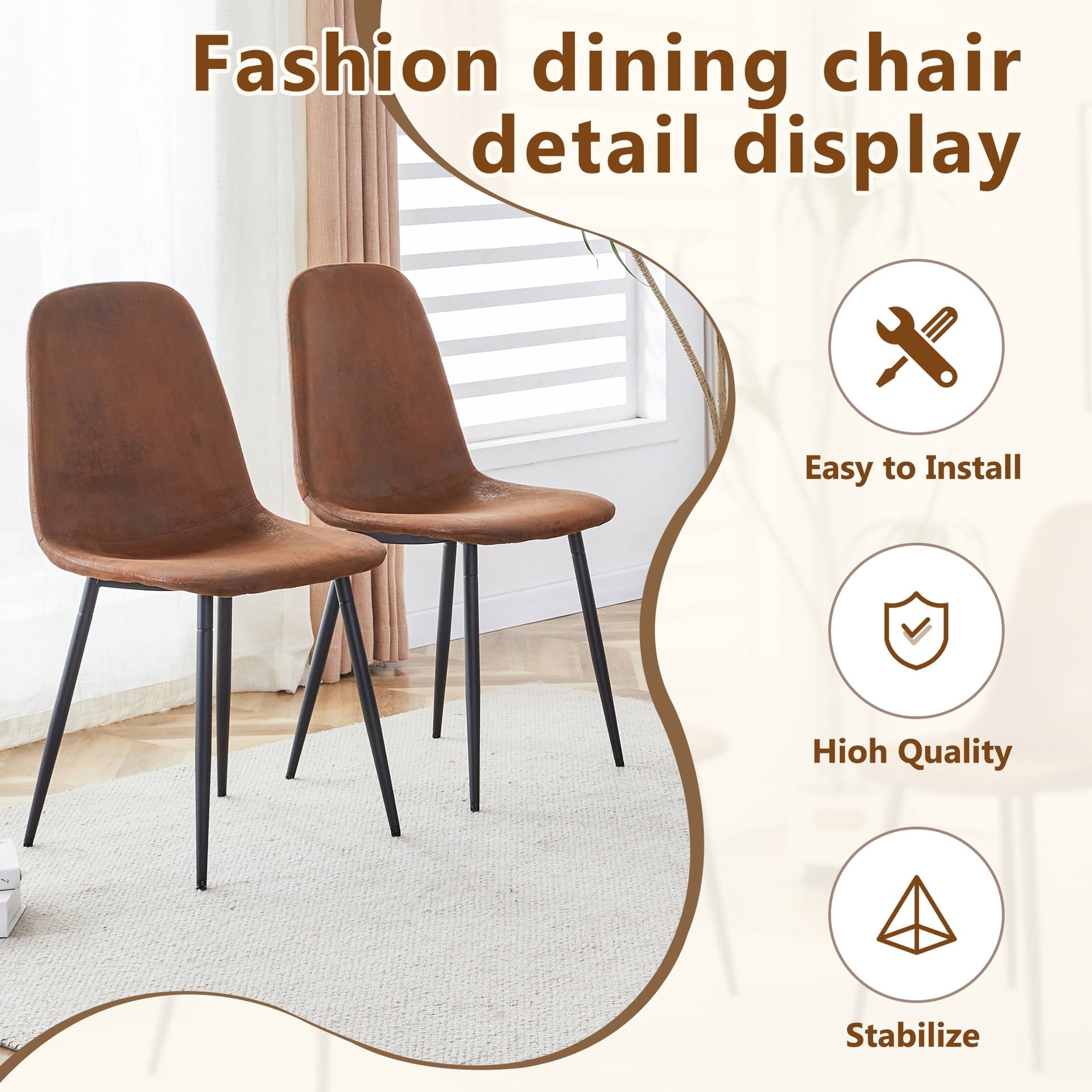 JUFU 55 Dining Table Set for 4, Modern Table and Chairs Set of 4, 5 Piece Dining Table Set Include Wooden Kitchen Table and 4 Faux Leather Chairs Ideal for Kitchen Dining Room Easy to Assemble