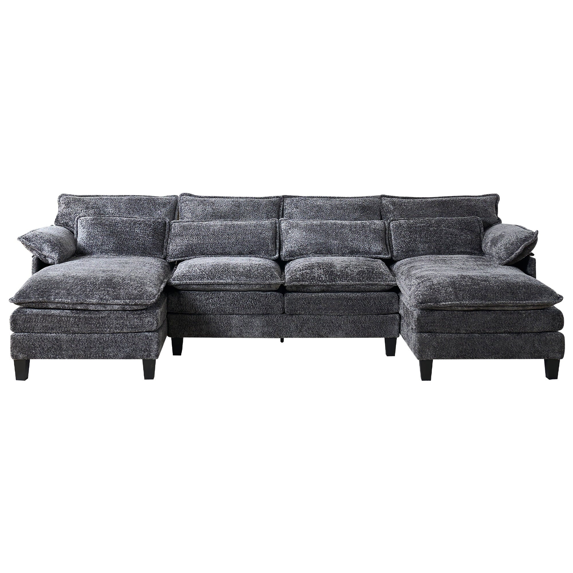 JONPONY109.45 U Shaped Couch,Oversized 4 Seat Sectional with 4 Waist Pillows, Convertible Upholstery Symmetrical Sofá,Sleeper Sofa Couch with Double Chaise Lounge &Memory Foam for Living Room, Beige