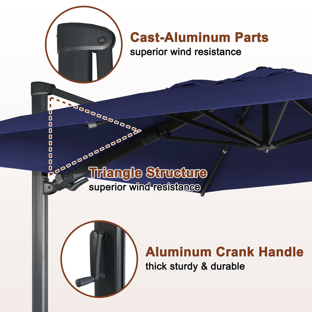 Mondawe 10x10ft Patio Umbrella Outdoor Square Large Cantilever Windproof Offset and Heavy Duty Sun Umbrella for Garden Deck Pool, Red