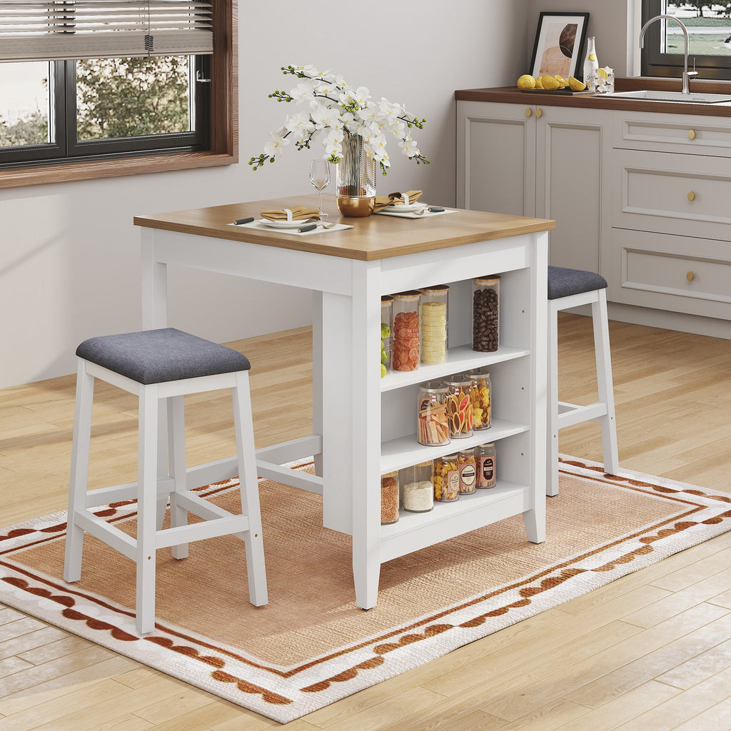 HLR 24.8 Bar Stools, Farmhouse Set of 2 Bar Chairs with Cushion for Kitchen, Dining Room, Cafe Black