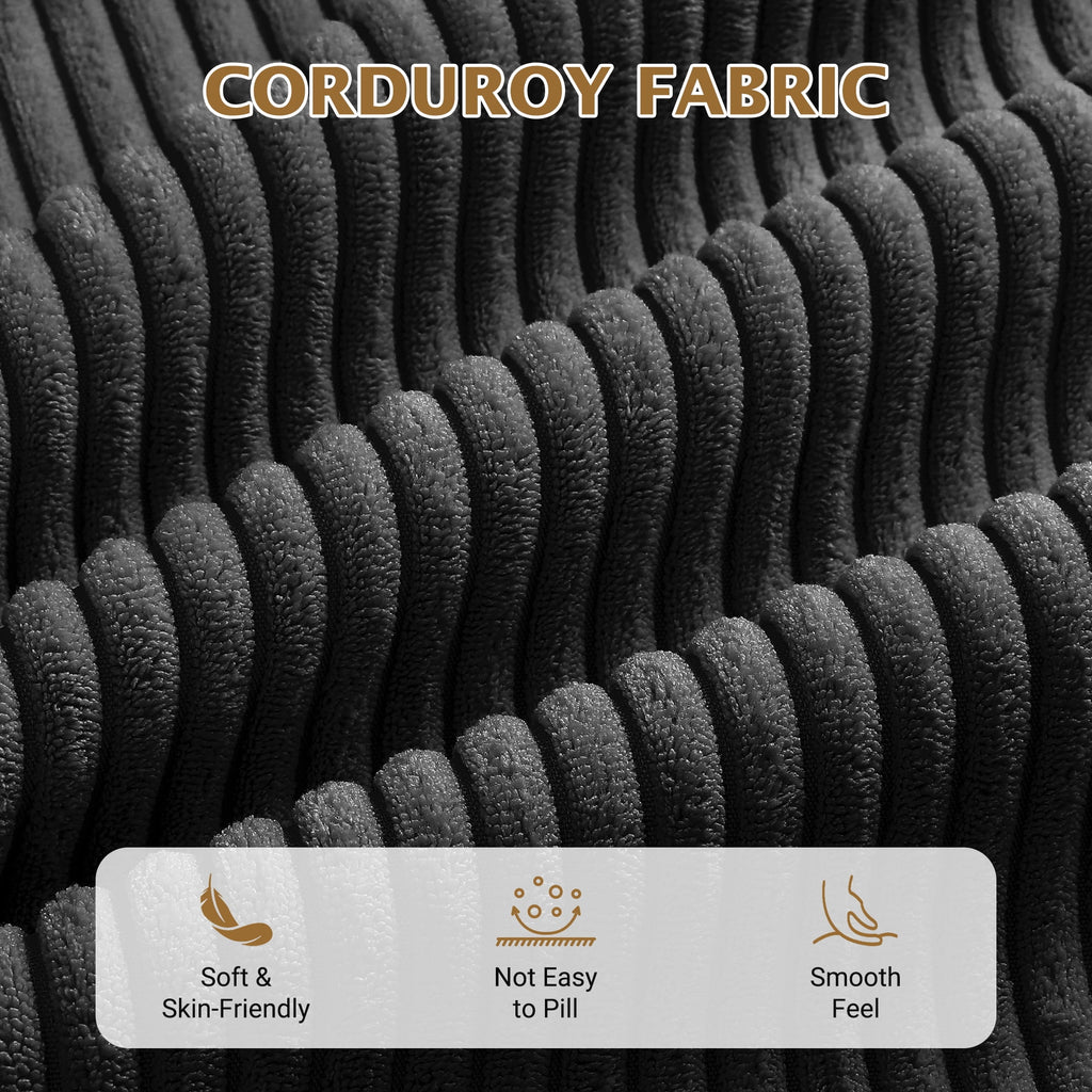 87 Corduroy Sofa,3 Seater Sofa with Extra Deep Seats,Neche Comfy Upholstered Couch for Living Room,2 Pillows,Green