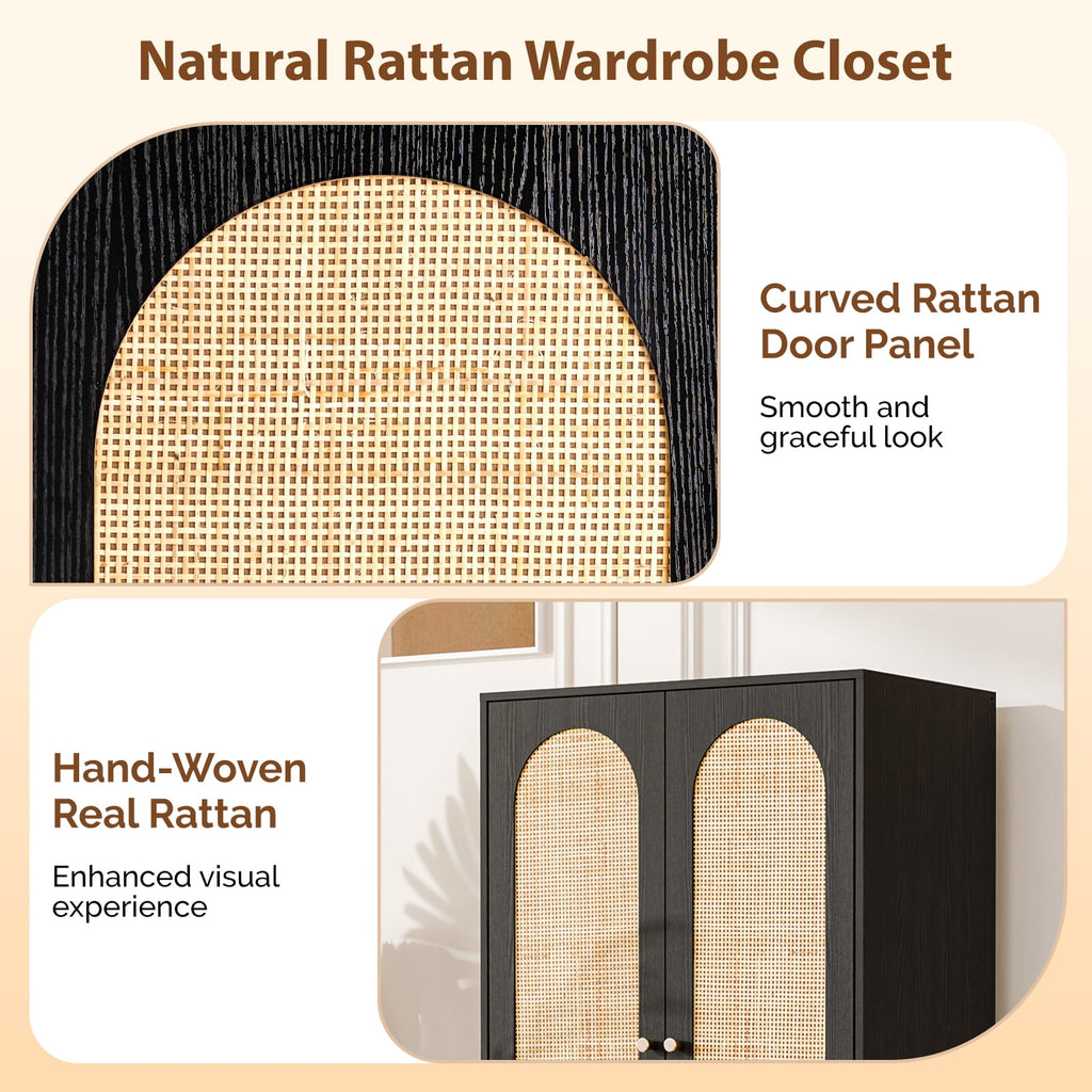 Ktaxon Wardrobe Armoire Closet with Hanging Rod, Modern Drawer & Shelf – Elegant White Finish Closet, Farmhouse to Mid-Century Style