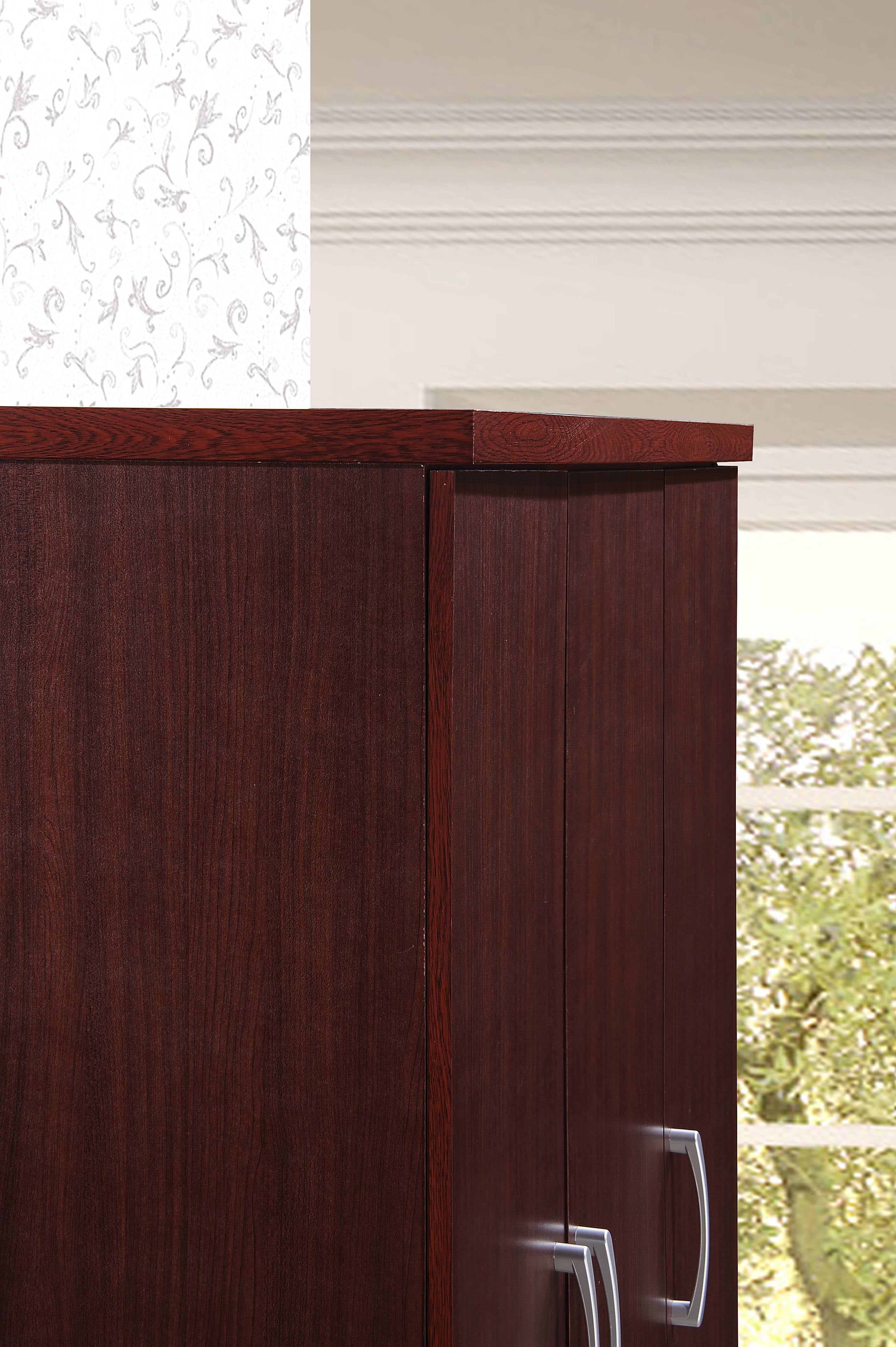 Hodedah 3 Door Bedroom Armoire with Drawers, White Finish