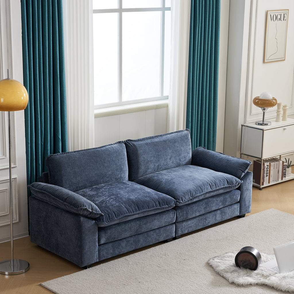 Ktaxon Sectional Sofa L Shaped Couch with Chaise Living Room Sleeper Set, 2 Seats with Chenille and Double Layer Cushions 86 W Beige