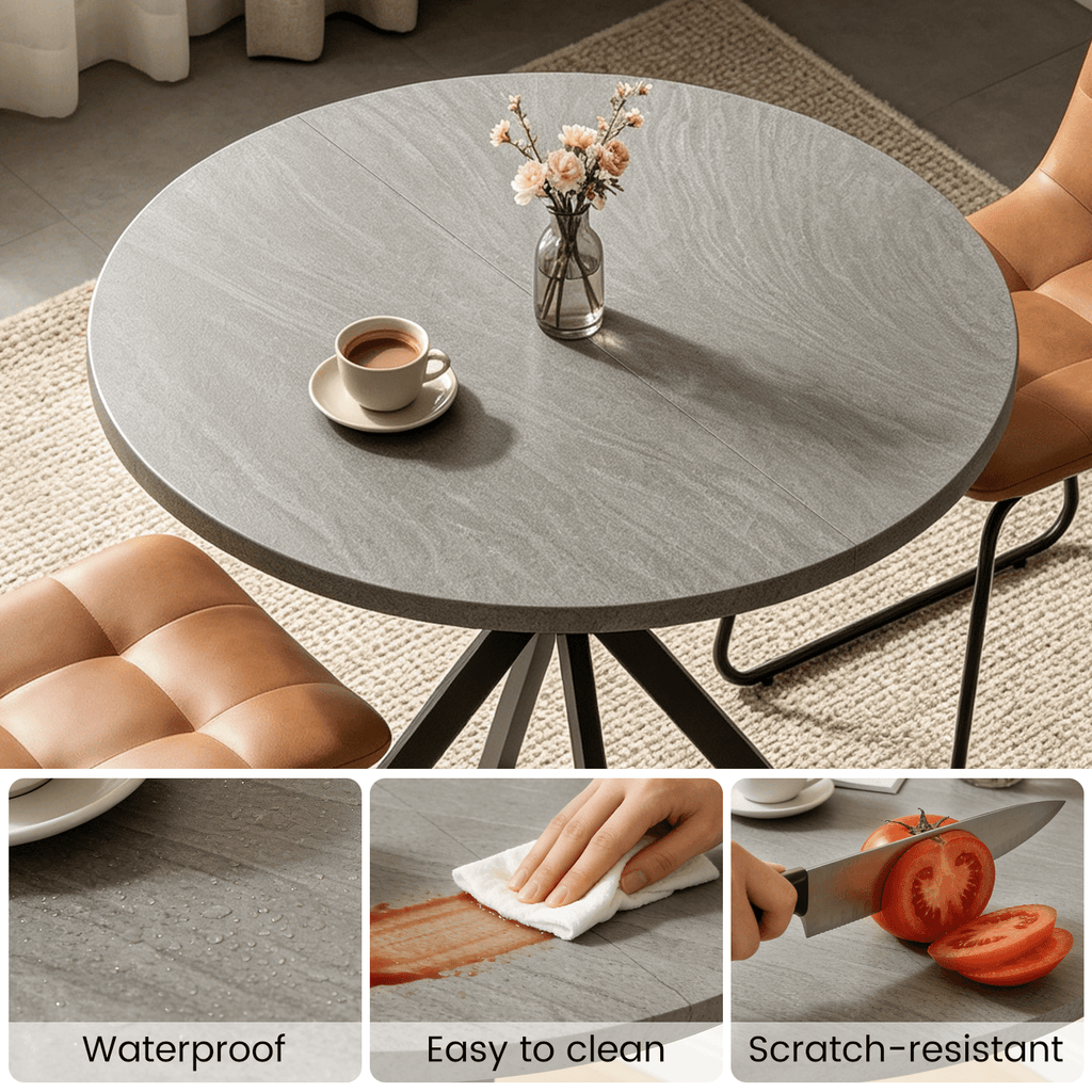 Small Round Dining Table for 2-4 People, 31.7 Modern Round Kitchen Table, Space-Saving Table for Living Dining Room, Coffee ,Apartment