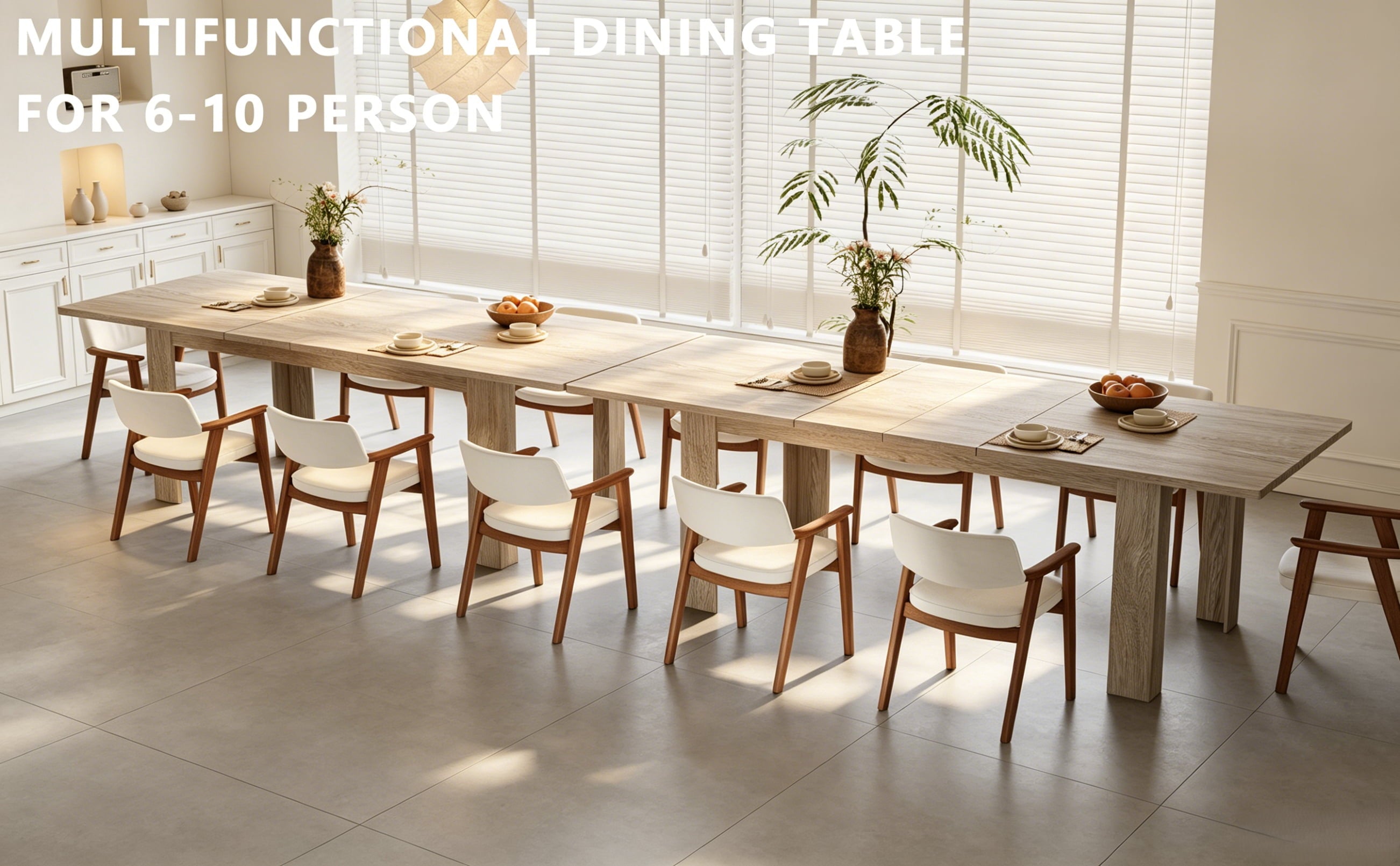 JSFHNTG Extendable Dining Table Seats 4–8, Expandable from 55'' to 86.6'', Space Saving for Dining Room Kitchen Living Room, Brown