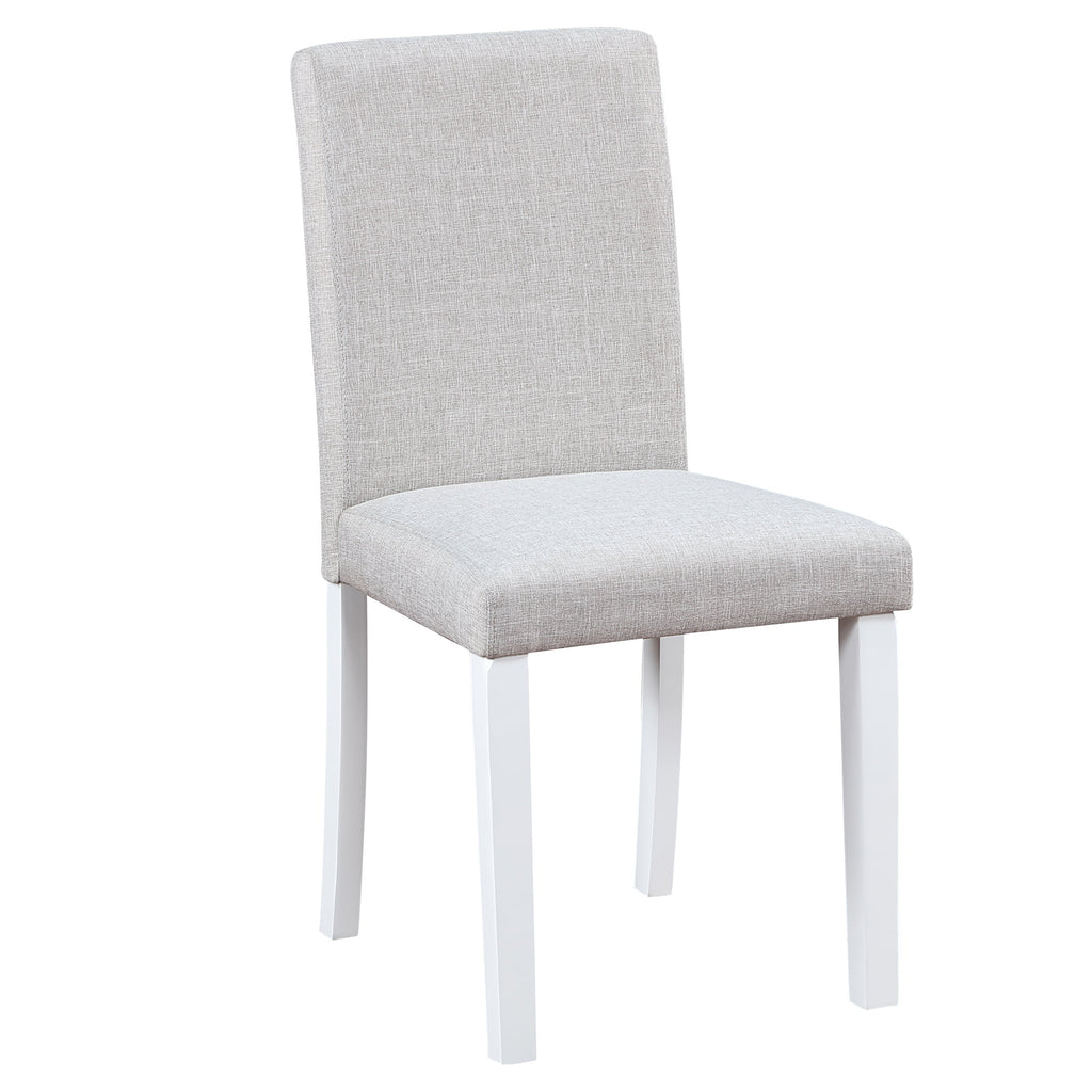 UHOMEPRO 5 Piece Dining Table Set, Modern Dining Table Sets with Rectangular Table and 4 Fabric Upholstered Chairs, Dining Set for Kitchen and Dining Room, White