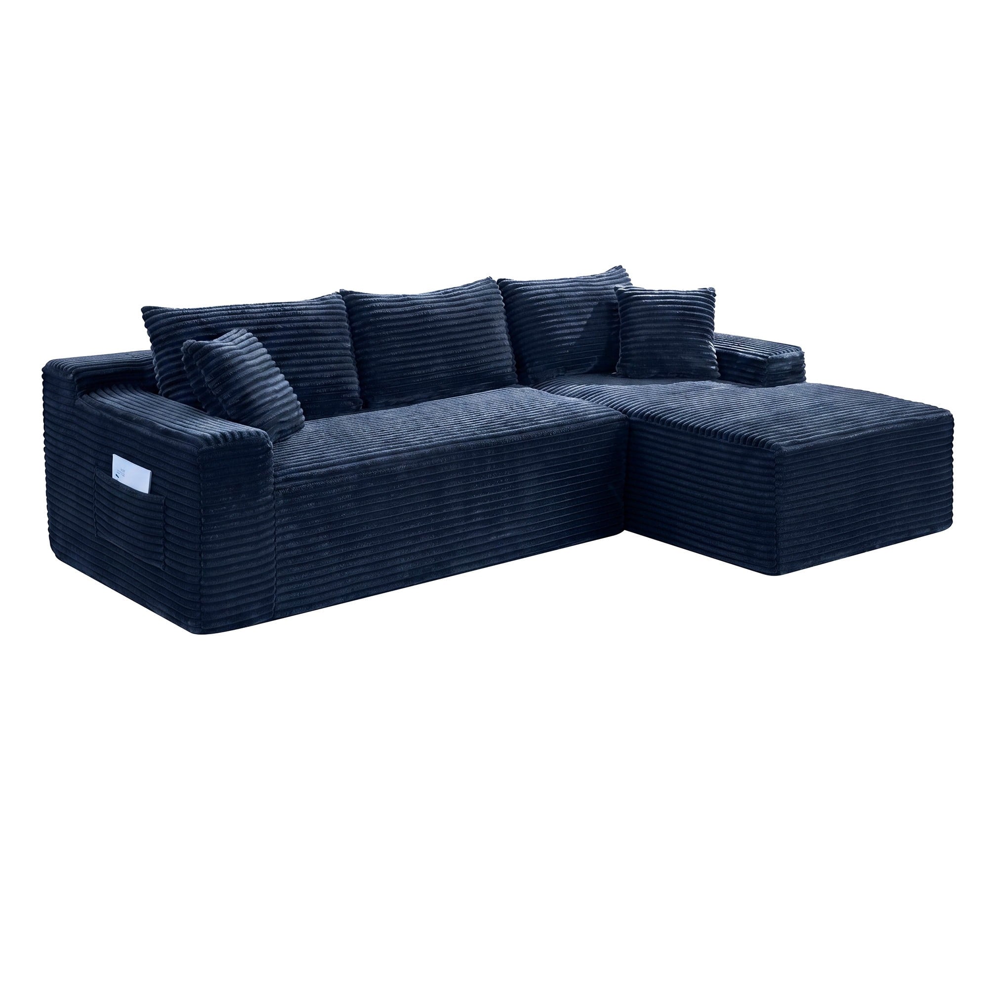 LLappuil 108 Sectional Sofa, Modular Sectional Couch with Left Chaise, Deep Seat Corduroy Cloud Sofa for Living Room Black