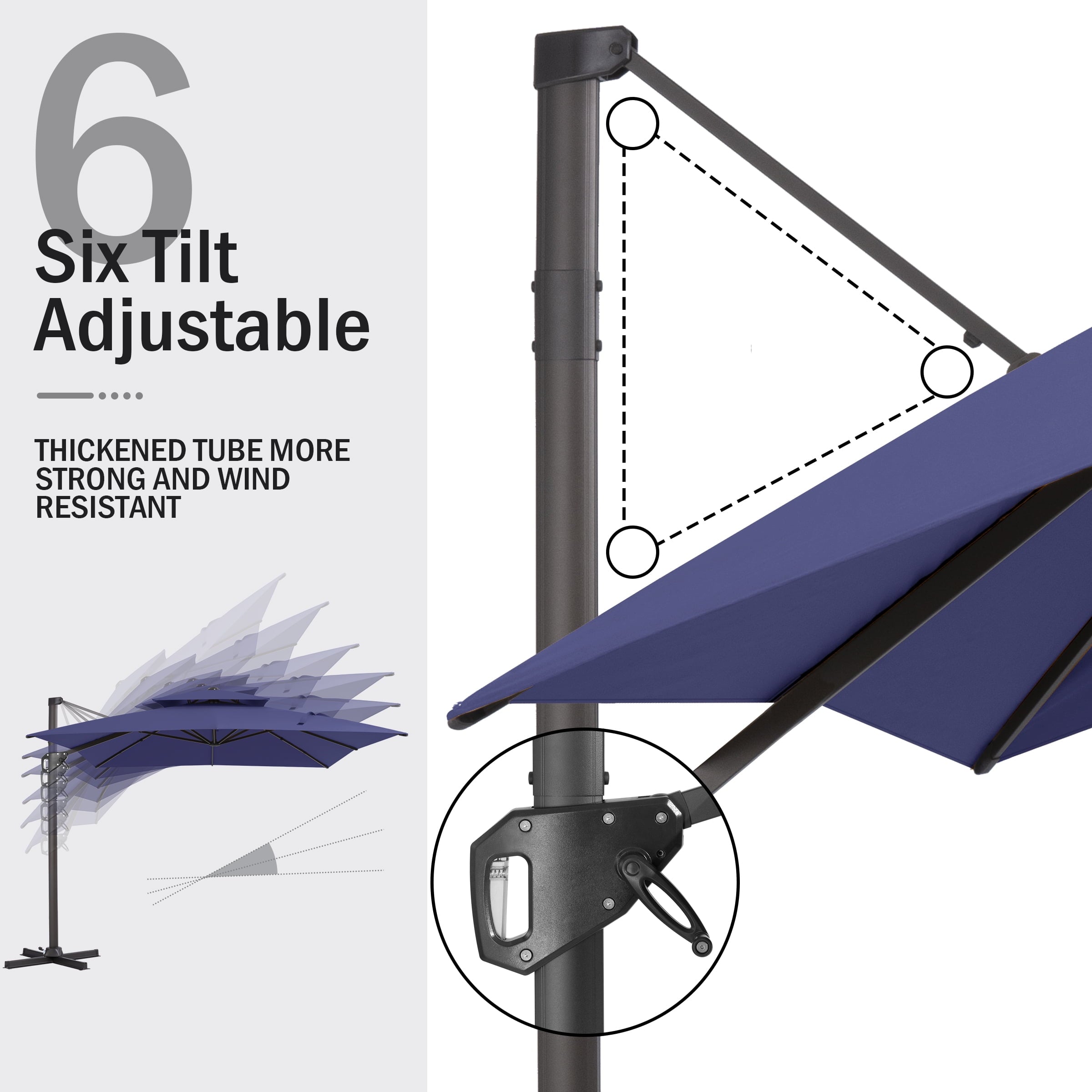 Pellebant 9' X 11' Patio Umbrella Outdoor Rectangle Umbrella Large Cantilever Umbrella Windproof Offset Heavy Duty Sun for Garden Deck Pool Patio