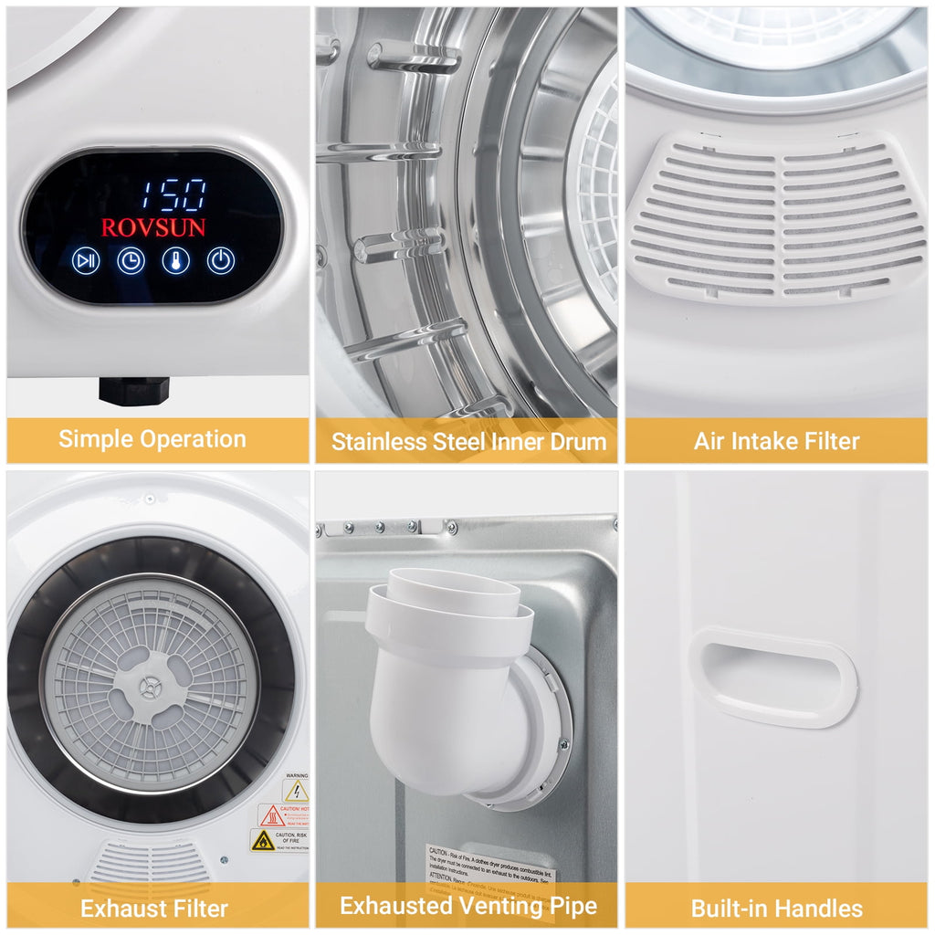 RovSun 110V White Stainless Steel Electric Tumble Dryer