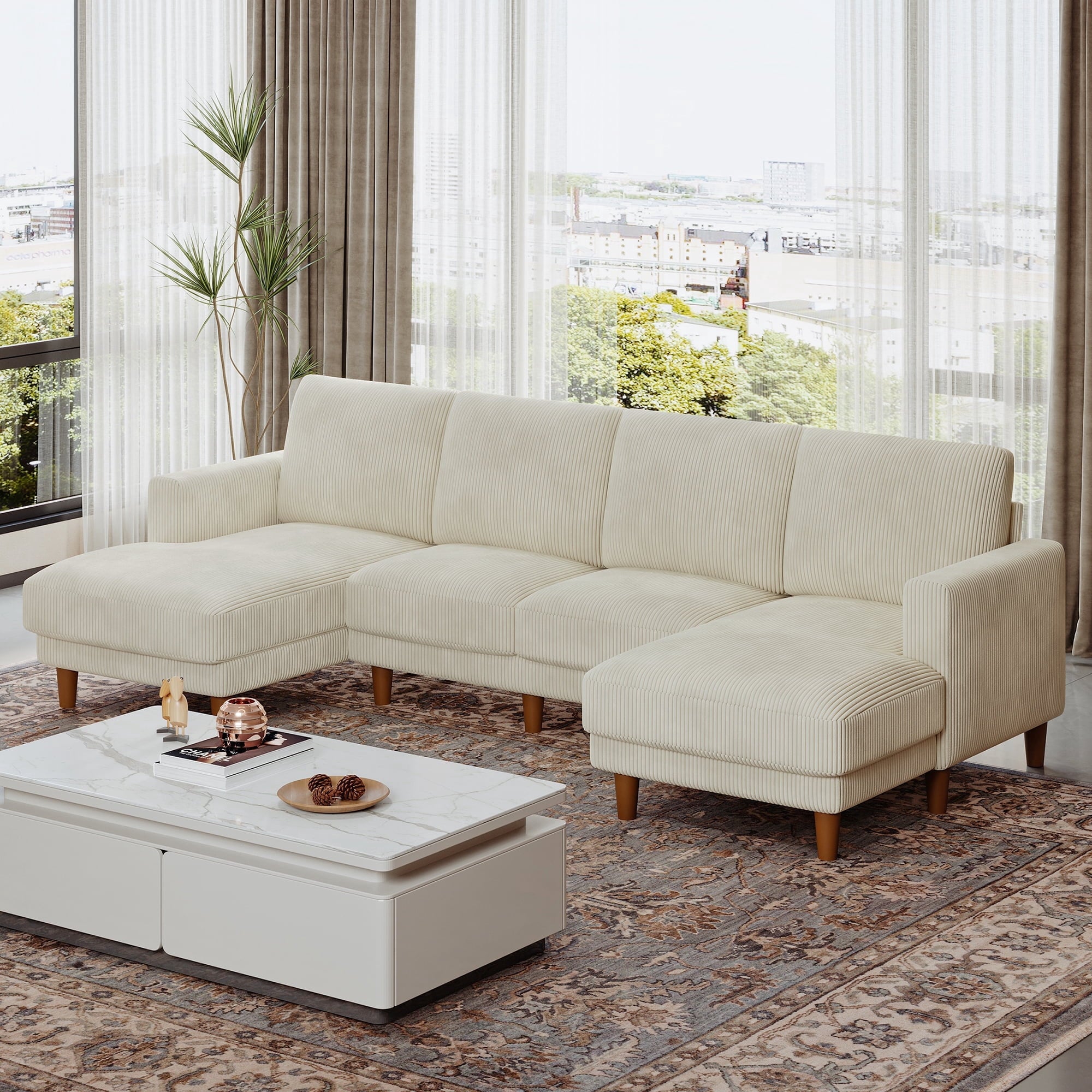 87 Corduroy Sofa,3 Seater Sofa with Extra Deep Seats,Neche Comfy Upholstered Couch for Living Room,2 Pillows,Green