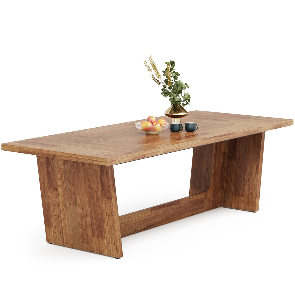 Fnova 70.87 Rectangular Dining Table for 4-6 People, Farmhouse Wood Kitchen Table with Sturdy Legs, Easy to Assemble