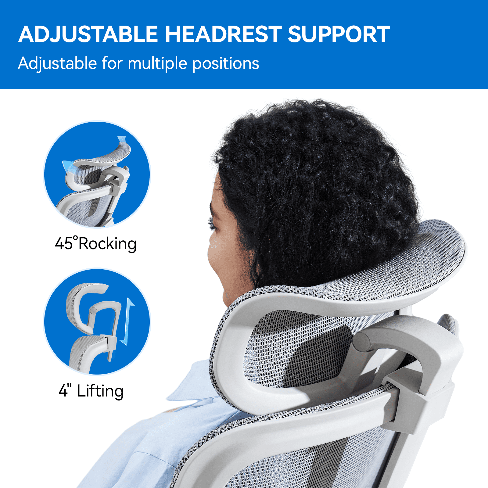 SIHOO B100 Se Office Chair, Executive Chair with Cotton Seat, Dual-Back Ergonomic Chair, 2D Adjustable Headrest & Flip Link Armrest, Comfort Mesh Chair for Home Office & Gaming, 265lbs, Gray