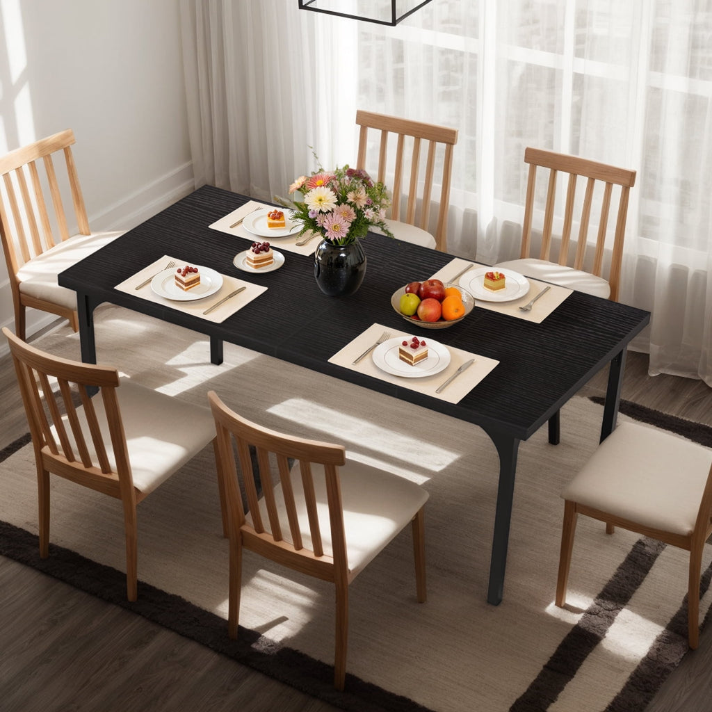 Ktaxon 70.8 Dining Table for 6~8, Farmhouse Kitchen Table Large Rectangle Dinner Table for Home, Dining Room, Kitchen, Brown