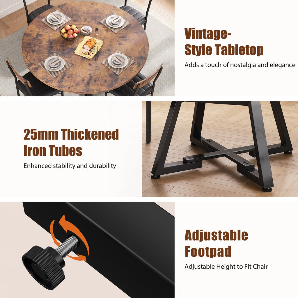 Hijob 47 inch Wood Dining Table for 4, Round Kitchen Dining Table with Storage Shelf for Home Dining Room Living Room, Brown(Only Table)