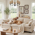 110 Cloud Couches for Living Room, Noelse 3 Seater Cloud Sofa with Double Layer Cushion and Deep Seat, Cream Couch with Washable Cover, Corduroy Fabric, Beige