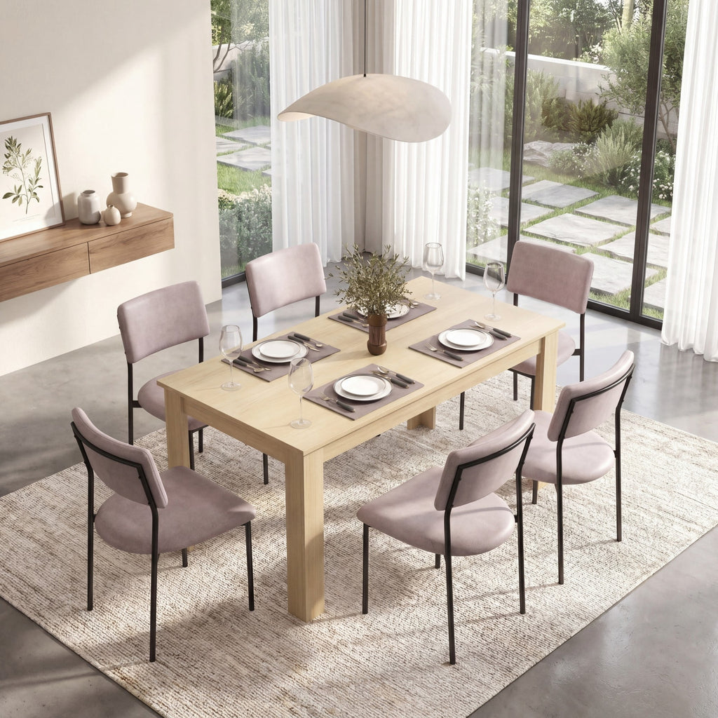 Costway 63 Dining Table Rectangular Modern Kitchen Table For 6 People Home Furniture Gray