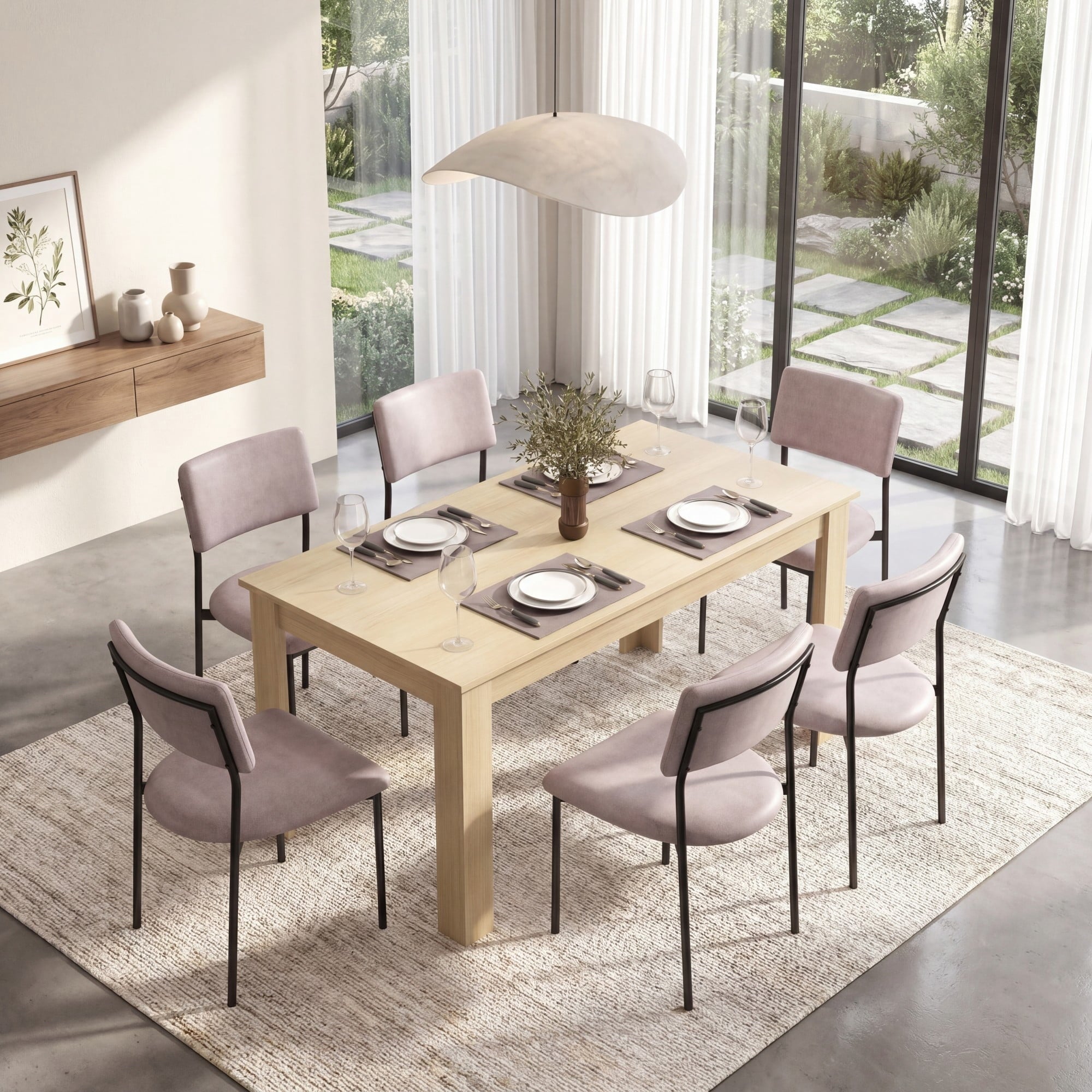 Costway 63 Dining Table Rectangular Modern Kitchen Table For 6 People Home Furniture Gray