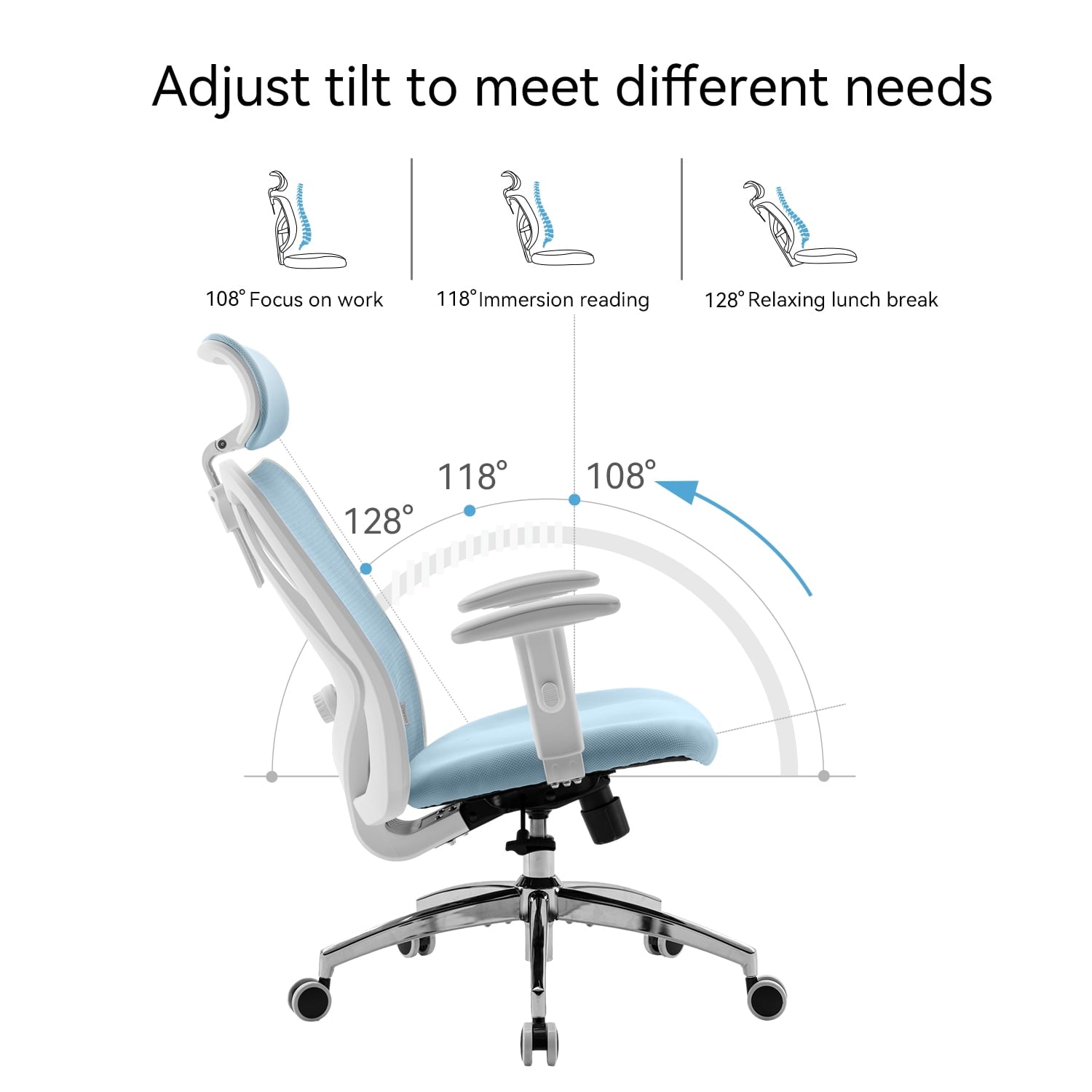 Sihoo M18 Mesh Ergonomic Office Chair with Adjustable Lumbar Support, High Back, Black