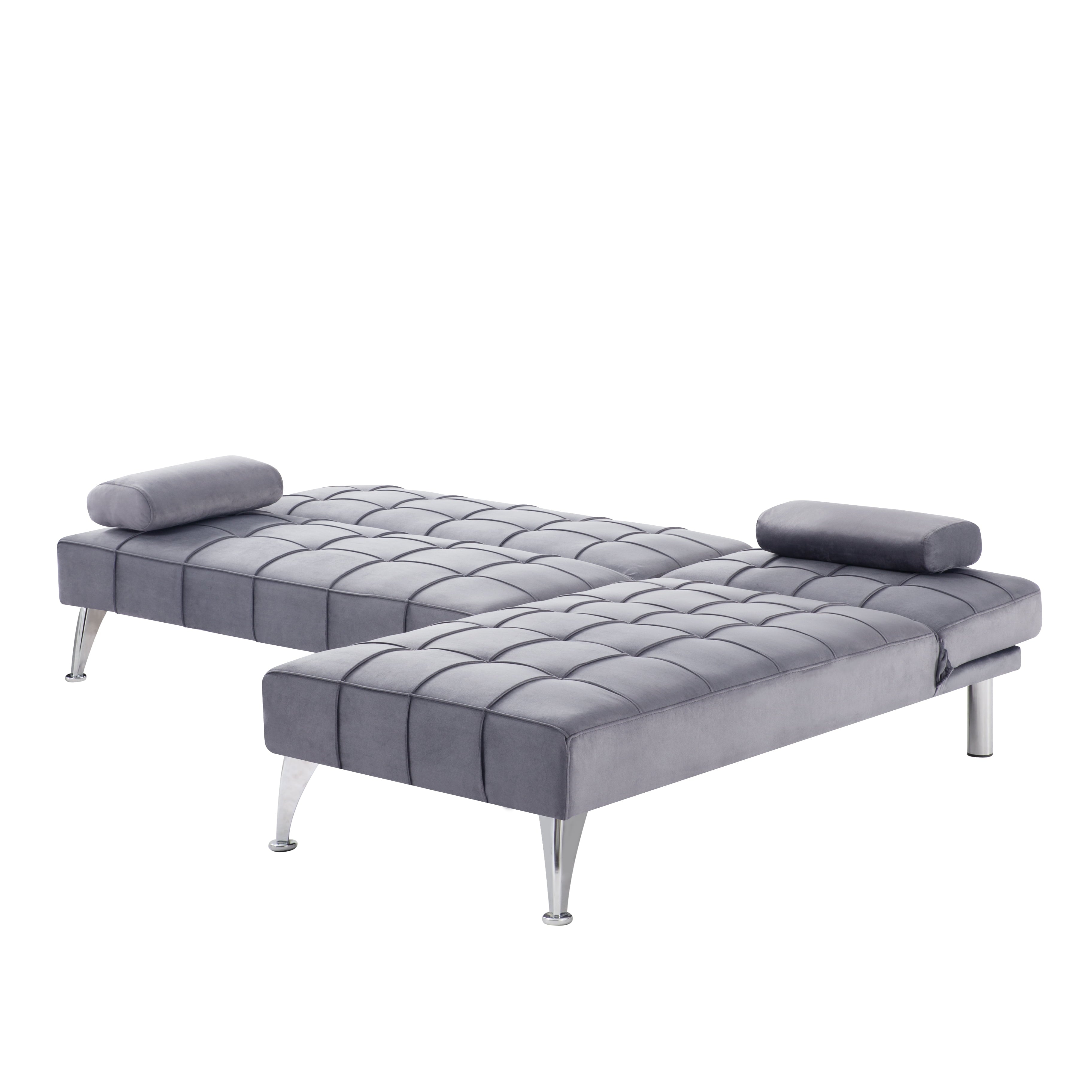 Gewnee 78.35”L-Shaped Velvet Reversible Sectional Sleeper Sofa,Futon Sofa with Adjustable Split Back & Chaise,Couch for Home,Office and Guest Room.Black