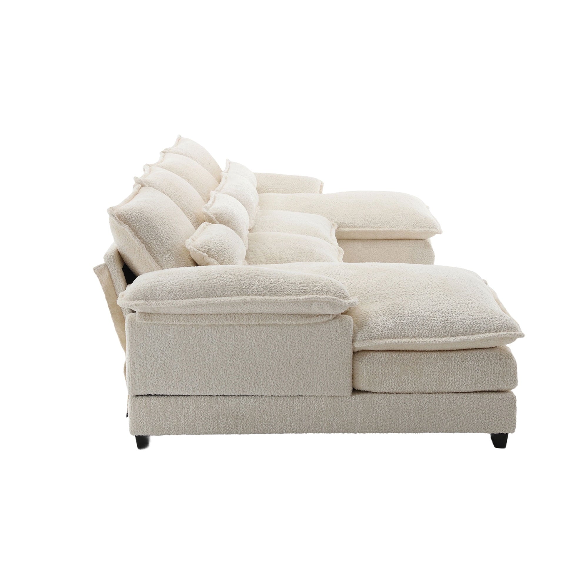 JONPONY109.45 U Shaped Couch,Oversized 4 Seat Sectional with 4 Waist Pillows, Convertible Upholstery Symmetrical Sofá,Sleeper Sofa Couch with Double Chaise Lounge &Memory Foam for Living Room, Beige