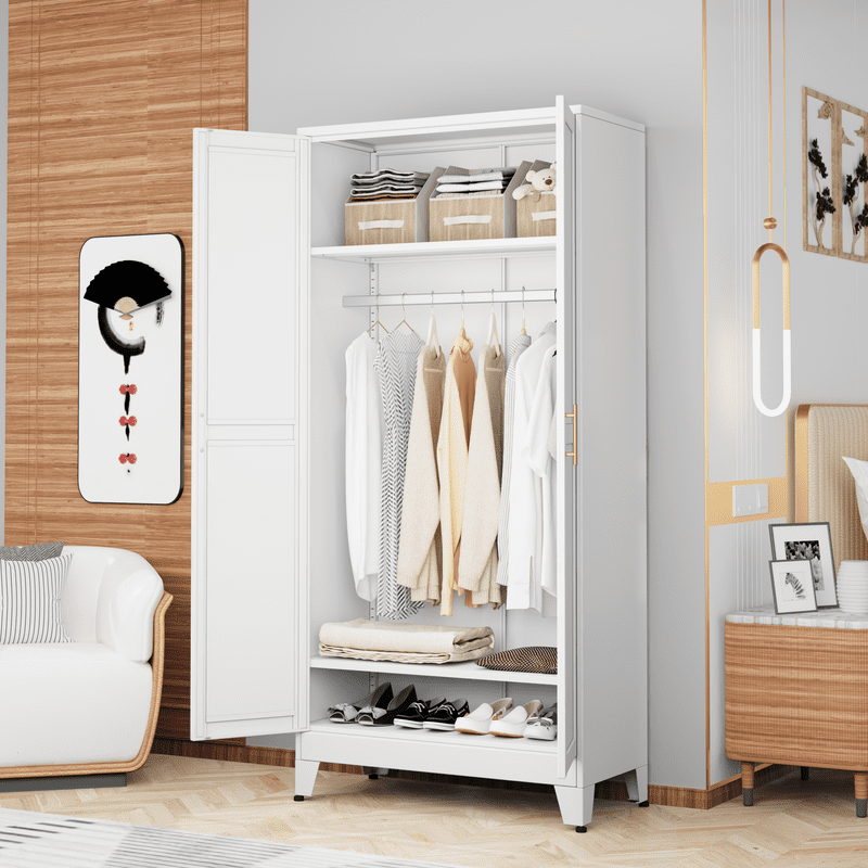 ERO 70.9H Steel Armoire and Wardrobe Storage Closet with Hanging Rod and Adjustable Shelves