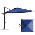 10x10 FT Offset Patio Umbrella with Base Included, 360° Rotation Large Square Cantilever Umbrella, Outdoor Sun Shade with Easy Tilt for Pool, Backyard, Deck, Garden, Navy Blue