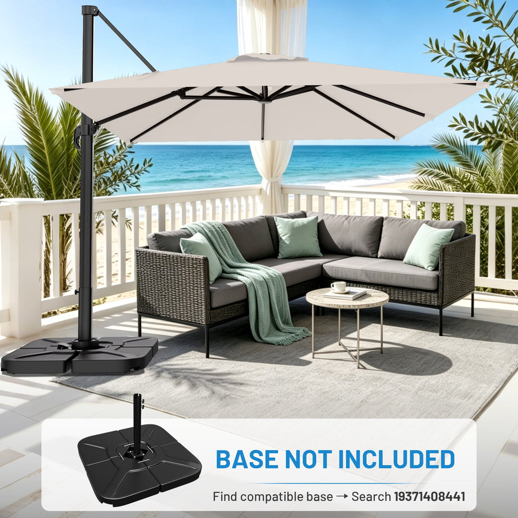 Easthome 10 × 10FT Square Cantilever Patio Umbrella, 360° Rotating Offset Umbrella with Crank, 8 ribs, Outdoor Hanging Roman Umbrella for Garden Deck Backyard, Red