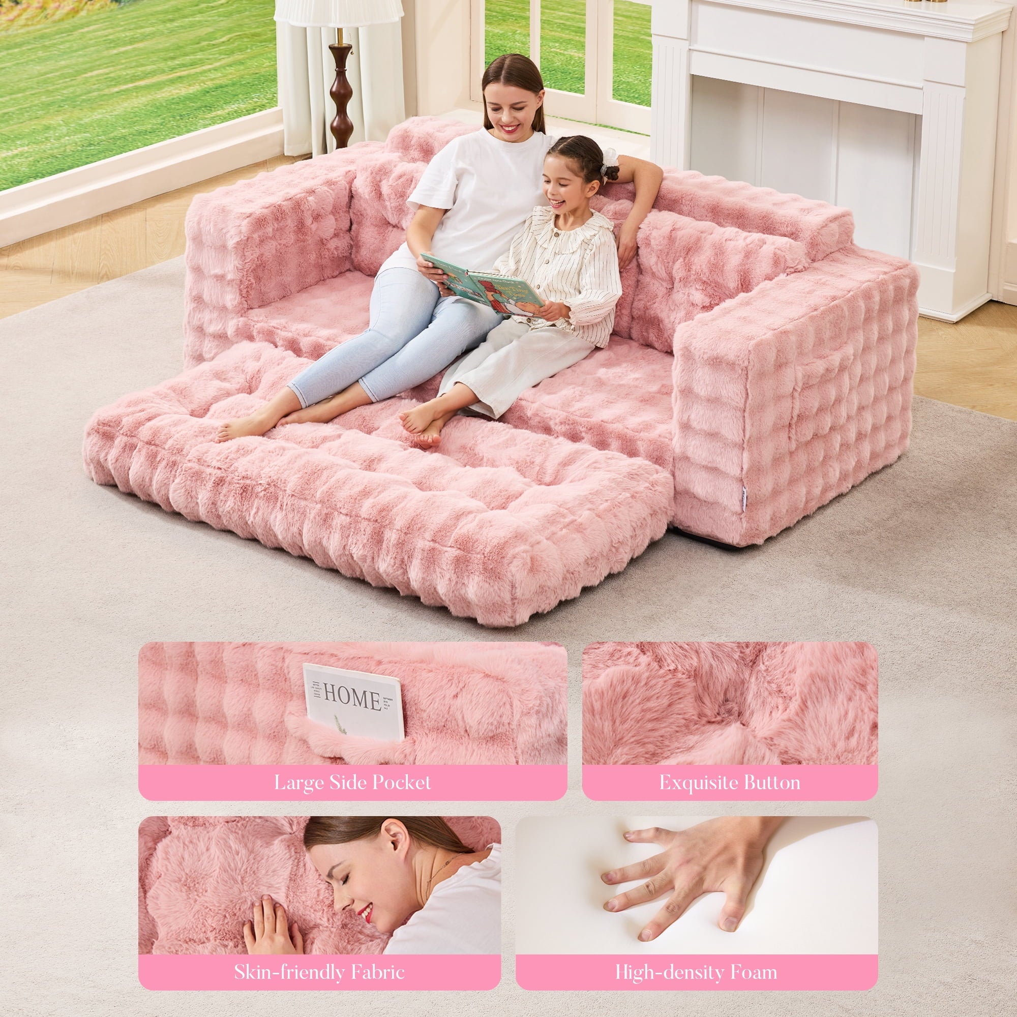 Hobestluk 3-Seater Sofa Boneless Couch with Tufted Button Design 2 in 1 Comfy Cloud Couch Oversized Sofa for Living Room Bedroom Apartment or Office (Grey, 3 Seater)