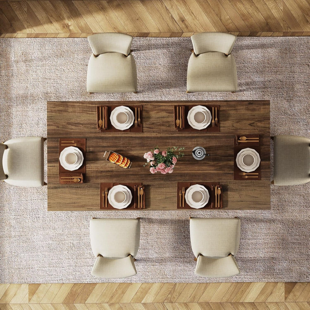 Tribesigns 63 Dining Room Table for 4-6, Wood Rustic Dinner Table for Kitchen, Dark Brown