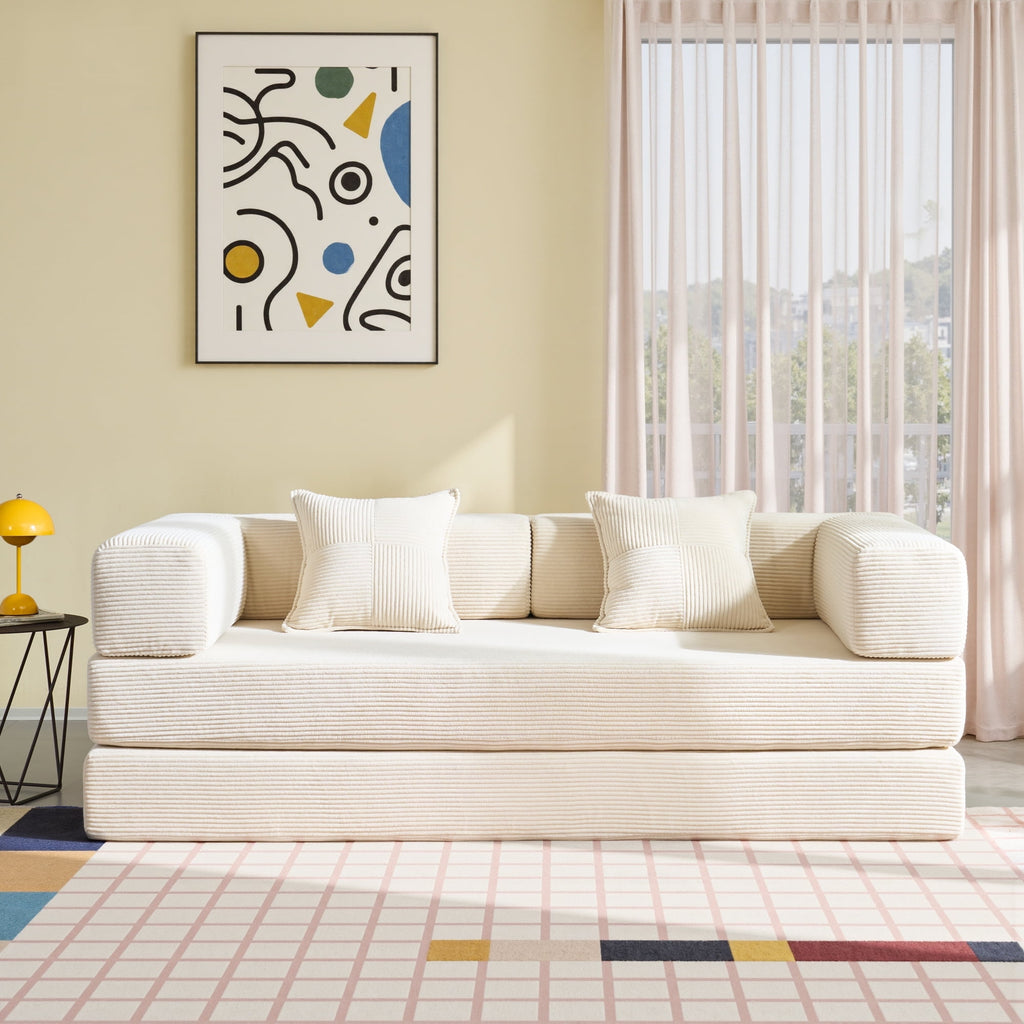 YINIX 78,6 Convertible Sofa Couch with 2 Pillows, Sleeper Sofa Bed for Living Room, Small Spaces, Orange