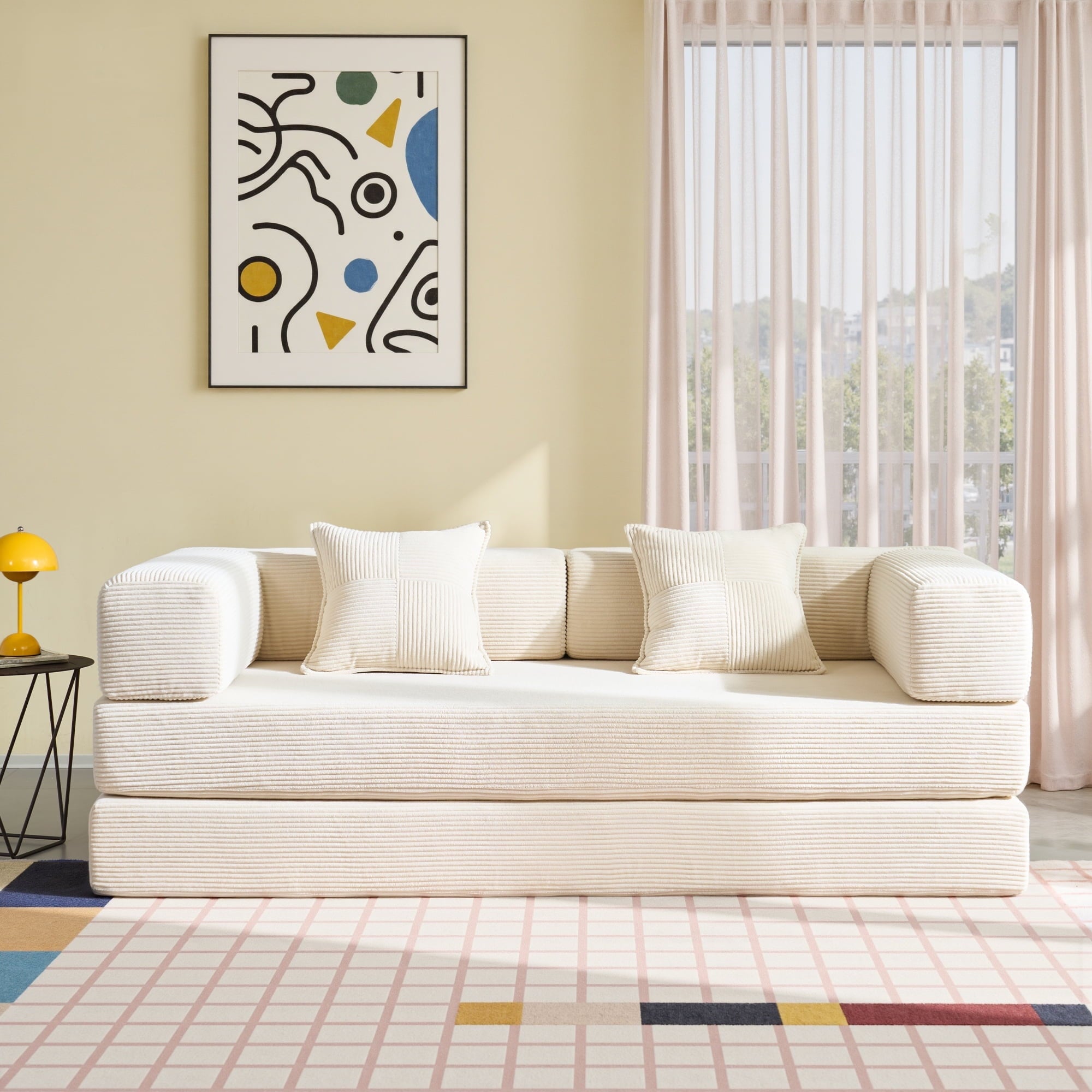 YINIX 78,6 Convertible Sofa Couch with 2 Pillows, Sleeper Sofa Bed for Living Room, Small Spaces, Orange