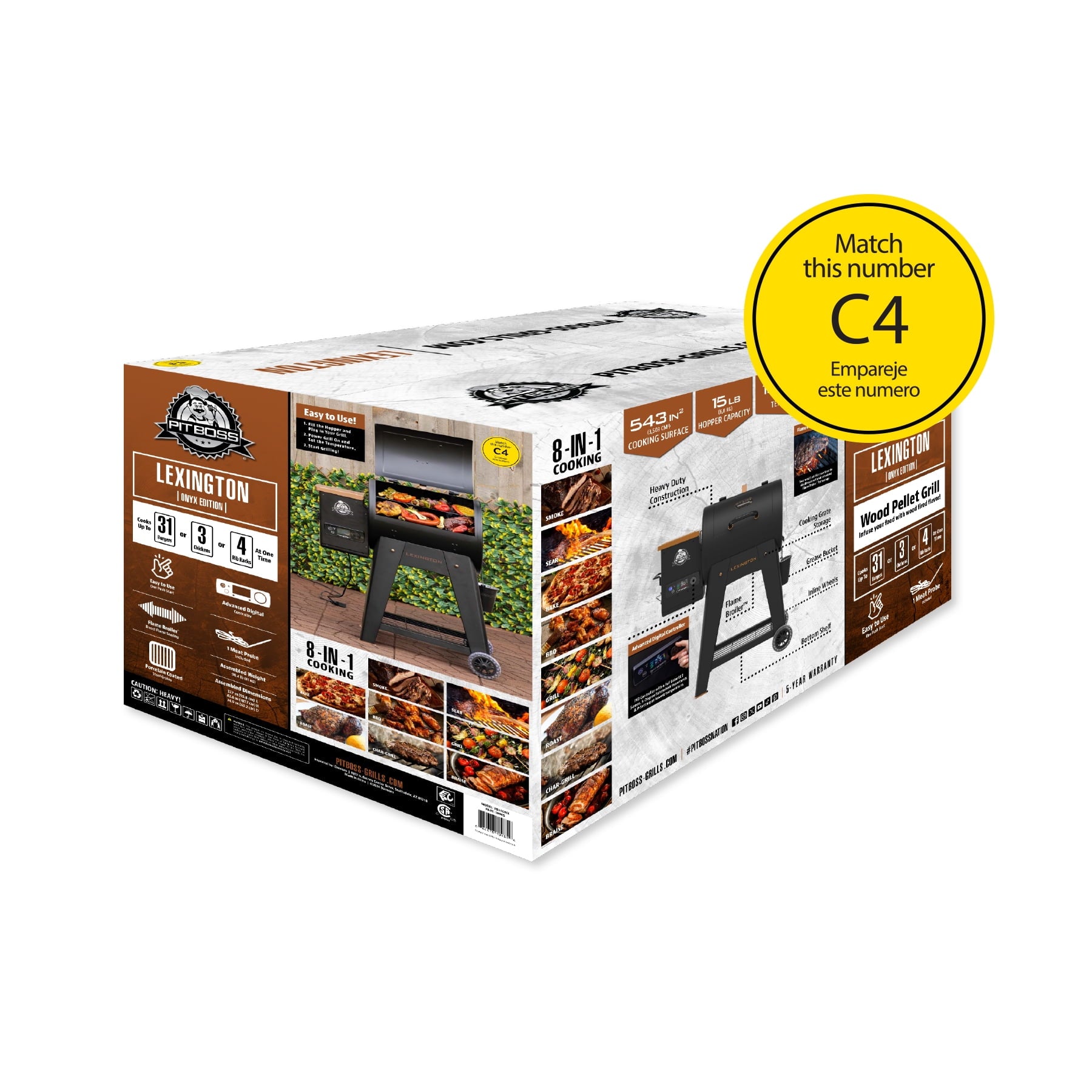 Pit Boss Pellet Smoker, Lexington 500 Square inch Wood Fired Pellet Grill, Onyx Series