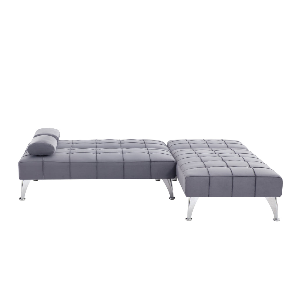 Gewnee 78.35”L-Shaped Velvet Reversible Sectional Sleeper Sofa,Futon Sofa with Adjustable Split Back & Chaise,Couch for Home,Office and Guest Room.Black