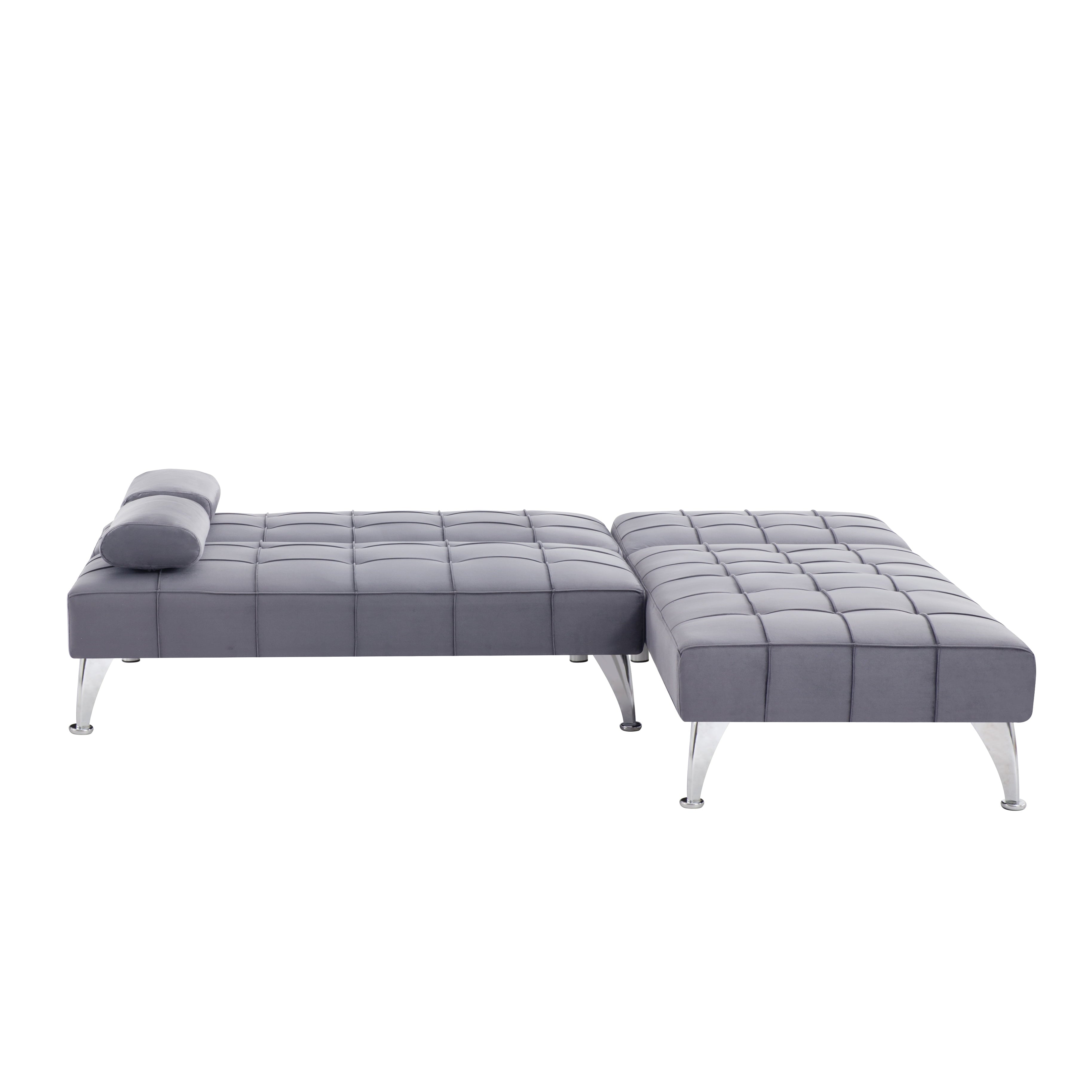 Gewnee 78.35”L-Shaped Velvet Reversible Sectional Sleeper Sofa,Futon Sofa with Adjustable Split Back & Chaise,Couch for Home,Office and Guest Room.Black