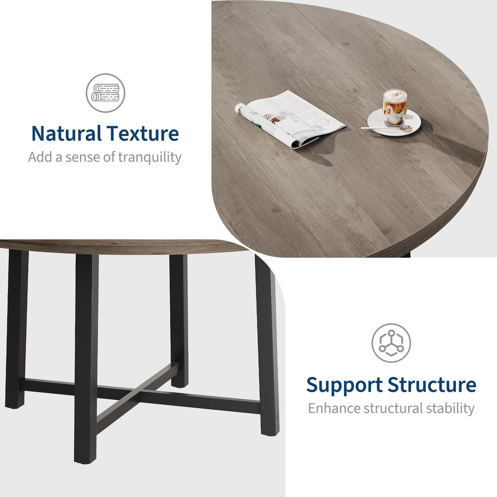 31.5 Round Dining Table for 4 People, Modern Wood Circle Kitchen Table with Sturdy Industrial Metal Frame, Small Space Saving Dining Room Table for Apartment & Breakfast Nook, (No Chairs), Walnut