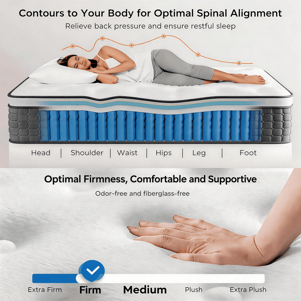 Kizreo Firm Twin Mattress [New Version], 10 inch Gel Memory Foam Hybrid Mattress Twin Size Bed in a Box, Pressure & Pain Relief, CertiPUR-US, Individual Pocket Spring, Edge Support