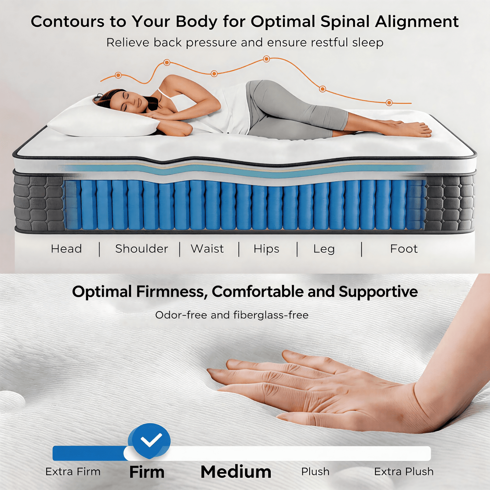Kizreo Firm Twin Mattress [New Version], 10 inch Gel Memory Foam Hybrid Mattress Twin Size Bed in a Box, Pressure & Pain Relief, CertiPUR-US, Individual Pocket Spring, Edge Support