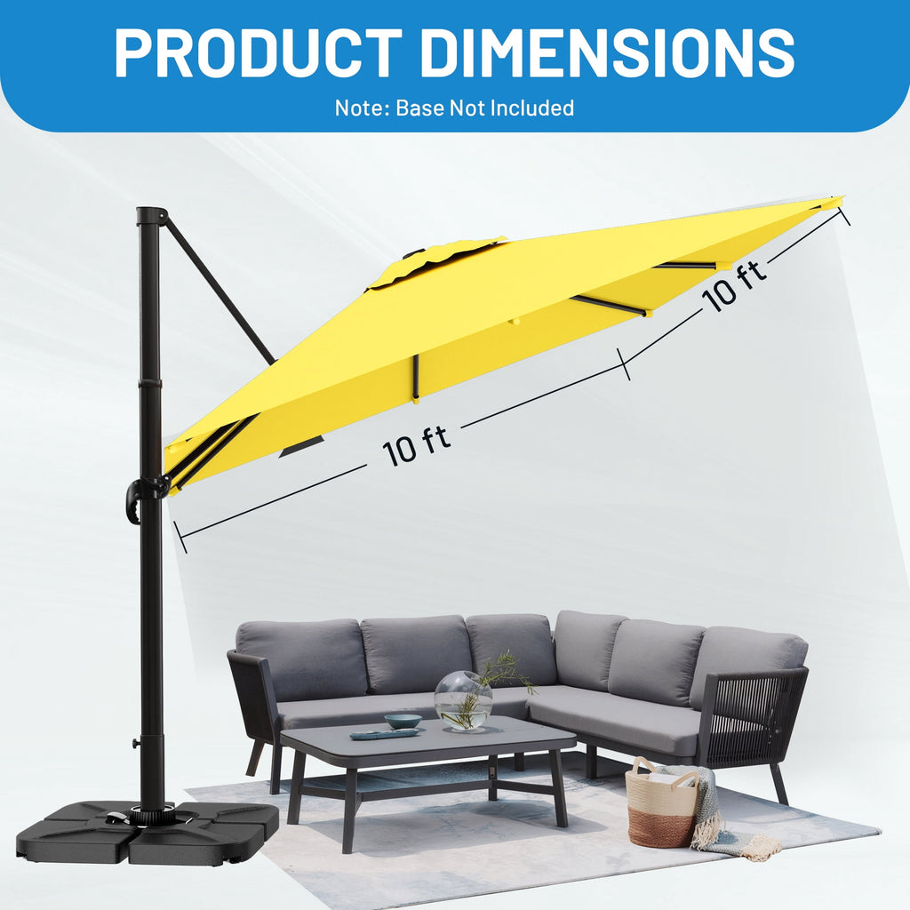 Easthome 10 × 10FT Square Cantilever Patio Umbrella, 360° Rotating Offset Umbrella with Crank, 8 ribs, Outdoor Hanging Roman Umbrella for Garden Deck Backyard, Red